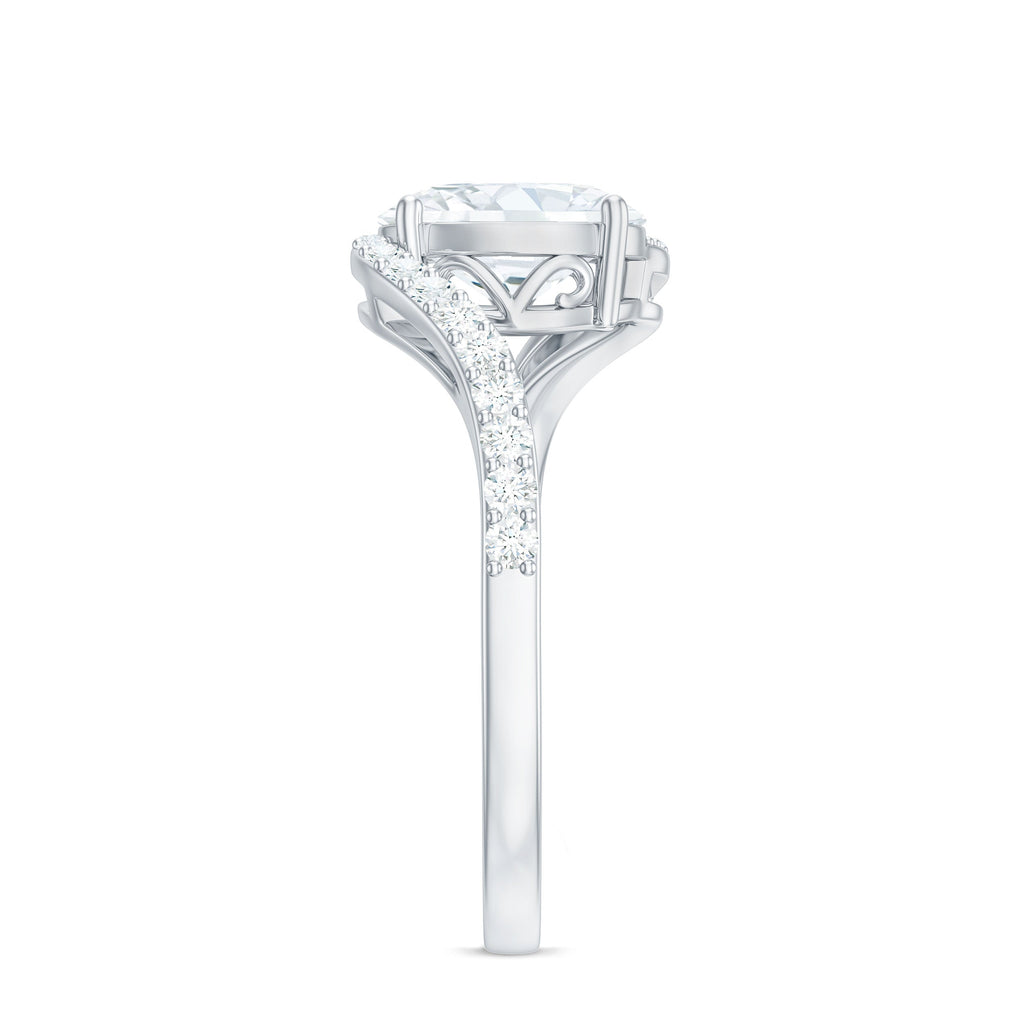 1.2 Carat Moissanite Oval Engagement Ring with Bypass Shank