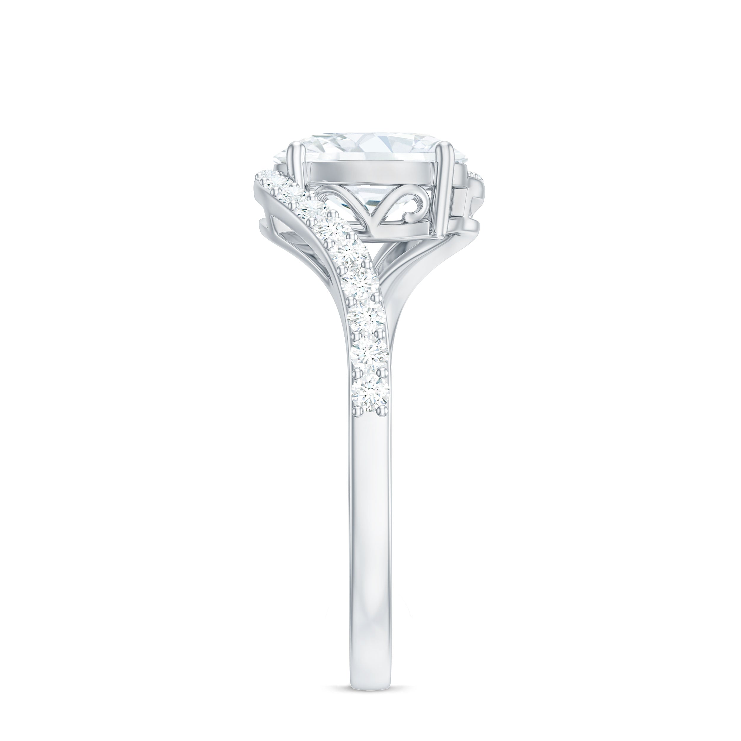 1.2 Carat Moissanite Oval Engagement Ring with Bypass Shank