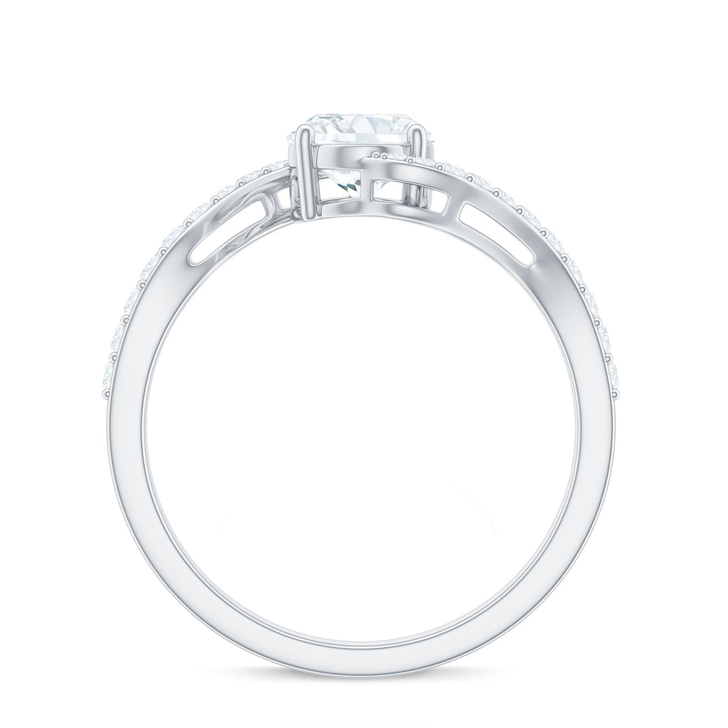 1.2 Carat Moissanite Oval Engagement Ring with Bypass Shank