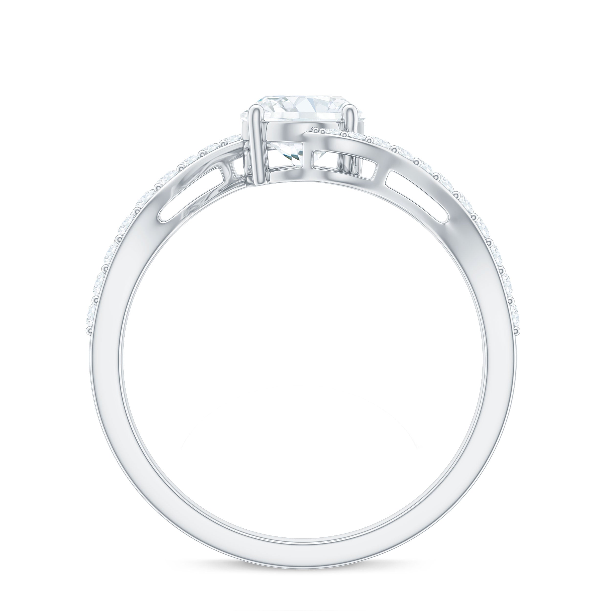 1.2 Carat Moissanite Oval Engagement Ring with Bypass Shank