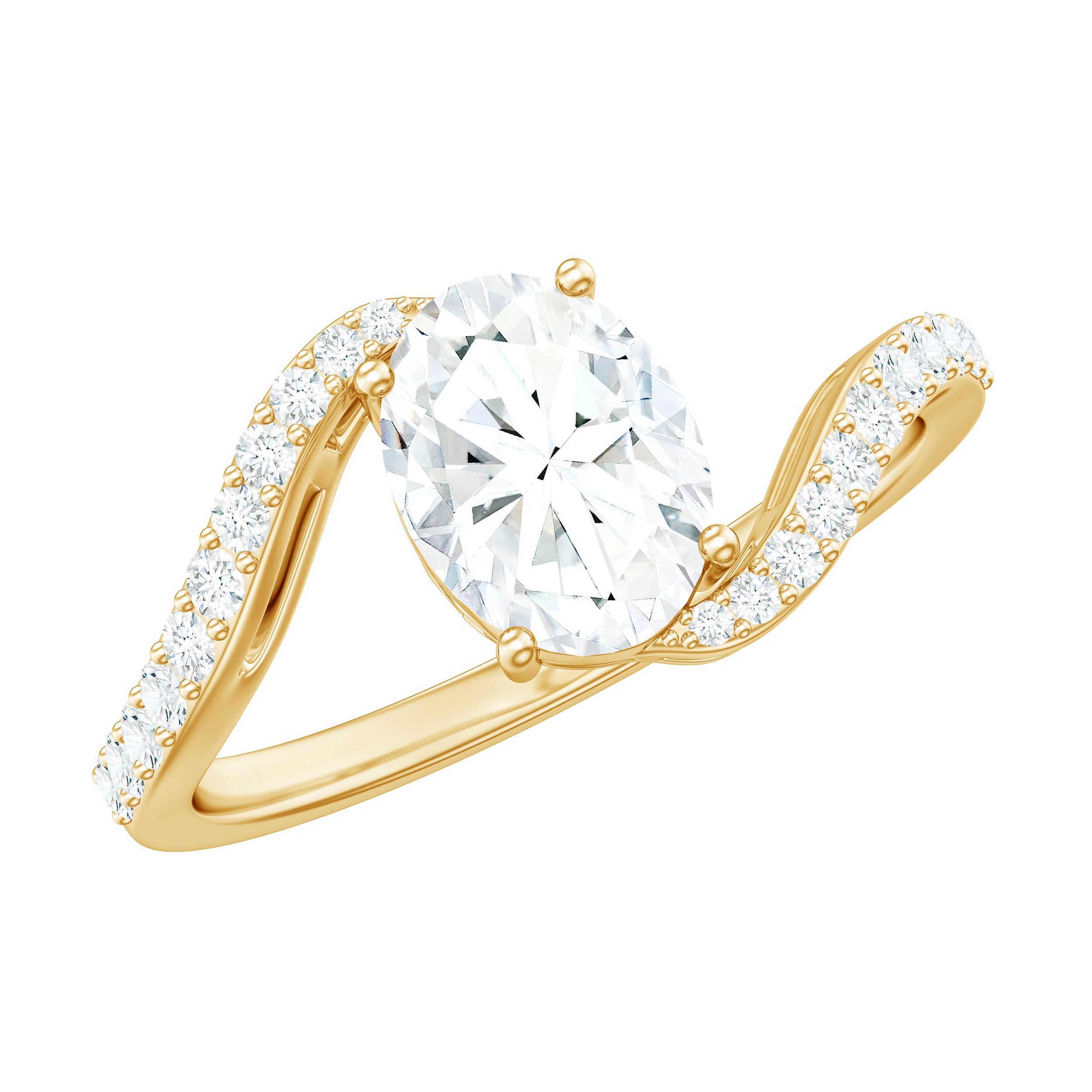 1.2 Carat Moissanite Oval Engagement Ring with Bypass Shank | Rings | Wiccan Center