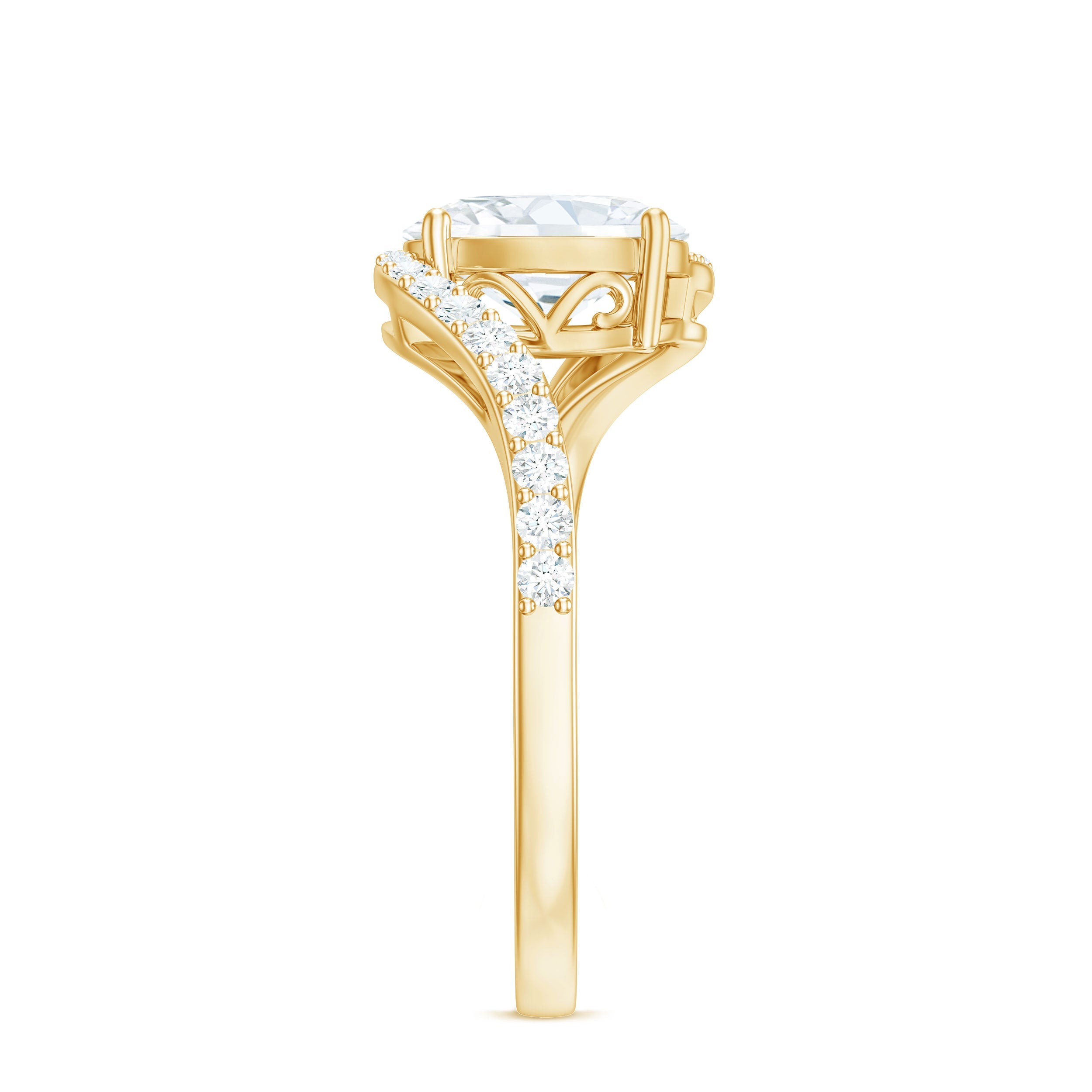 1.2 Carat Moissanite Oval Engagement Ring with Bypass Shank