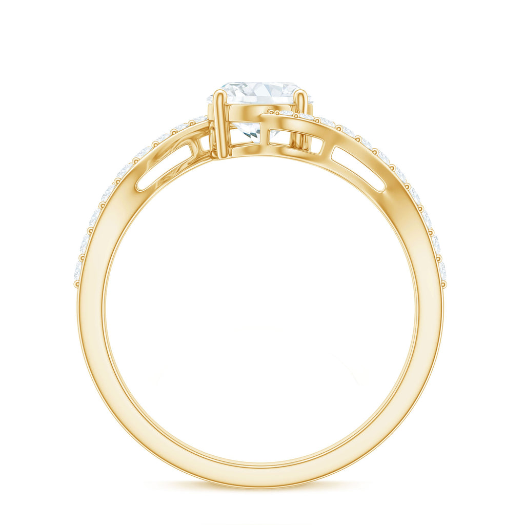 1.2 Carat Moissanite Oval Engagement Ring with Bypass Shank