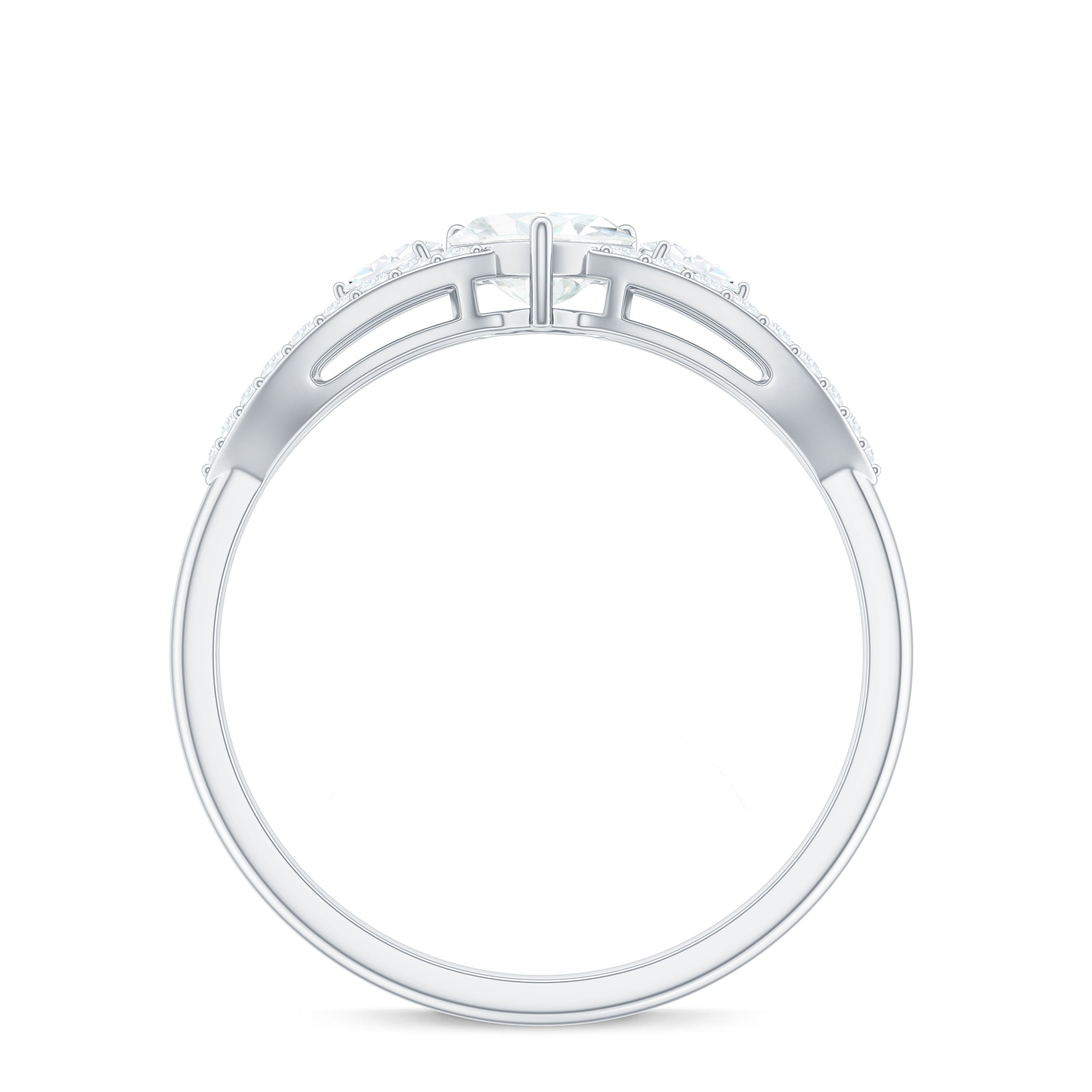 Certified Moissanite Heart Promise Ring with Split Shank