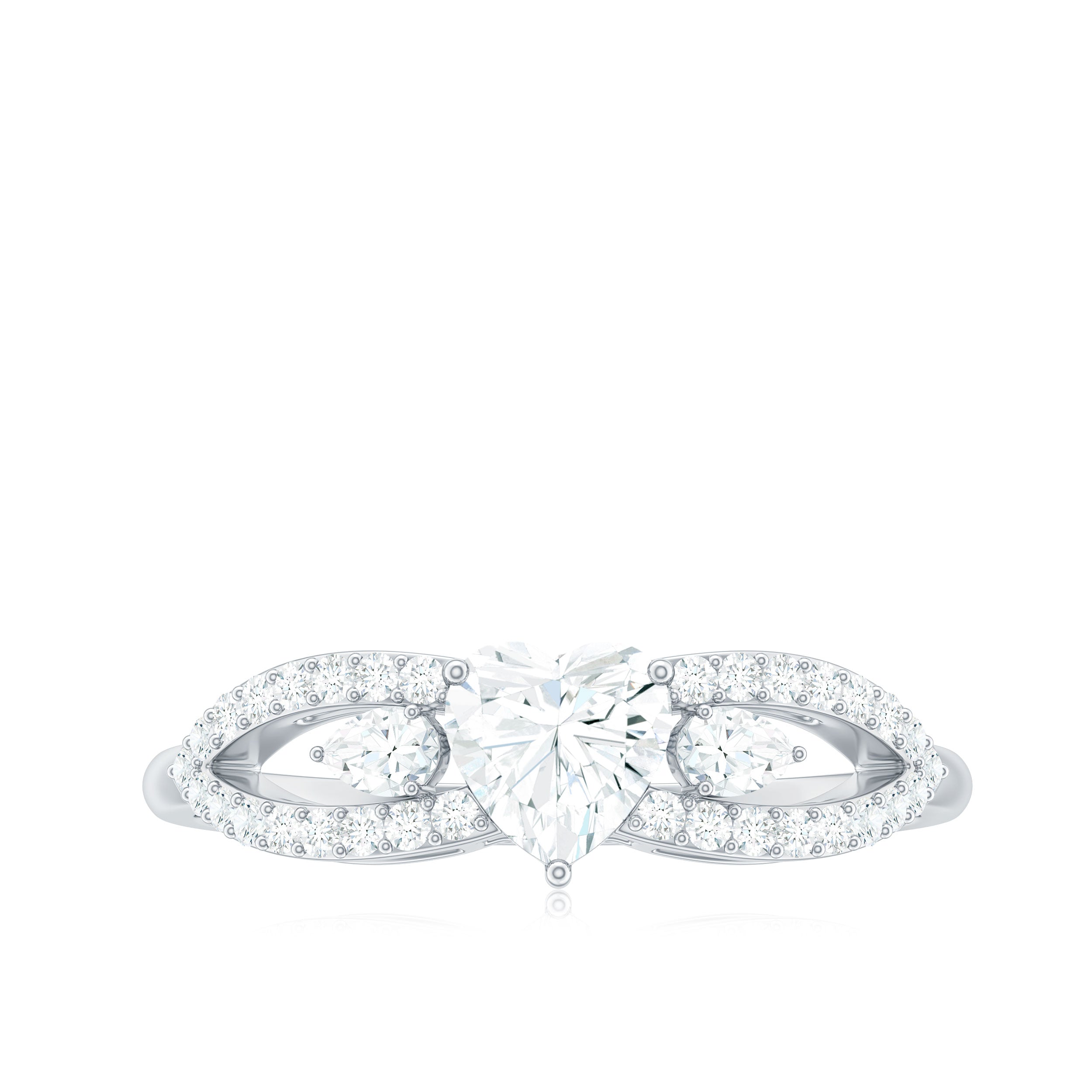 Certified Moissanite Heart Promise Ring with Split Shank