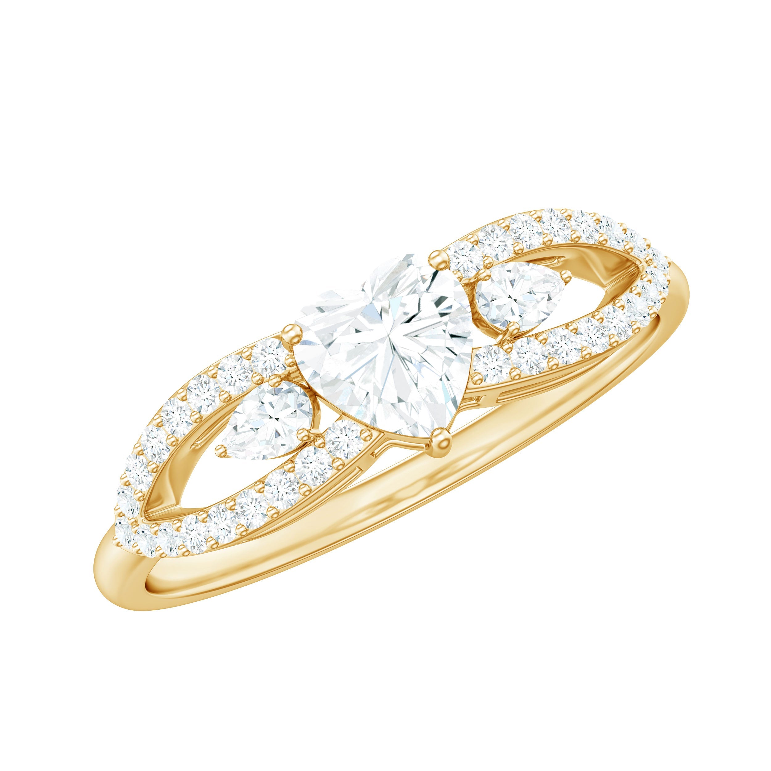Certified Moissanite Heart Promise Ring with Split Shank | Rings | Wiccan Center