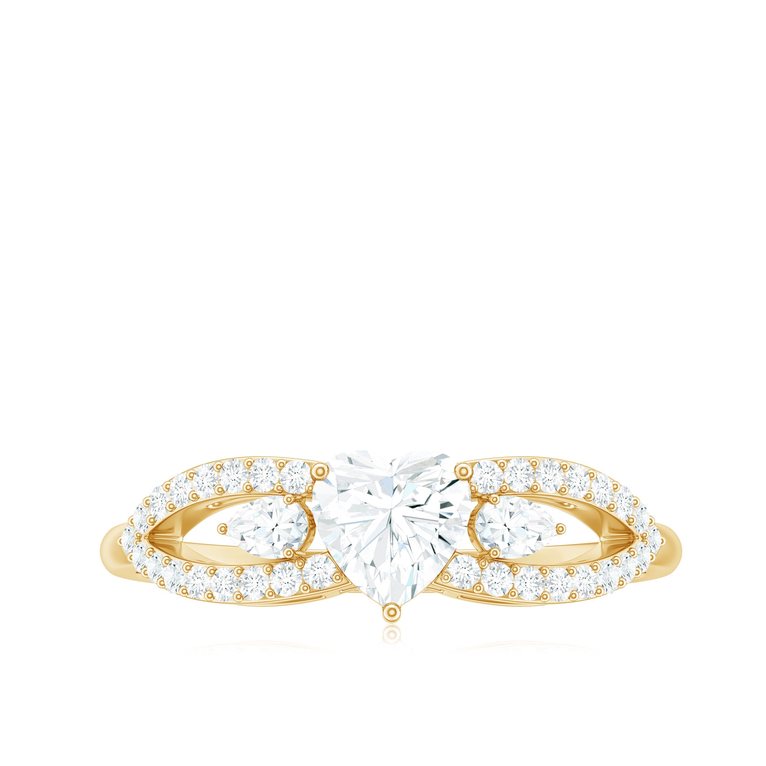 Certified Moissanite Heart Promise Ring with Split Shank