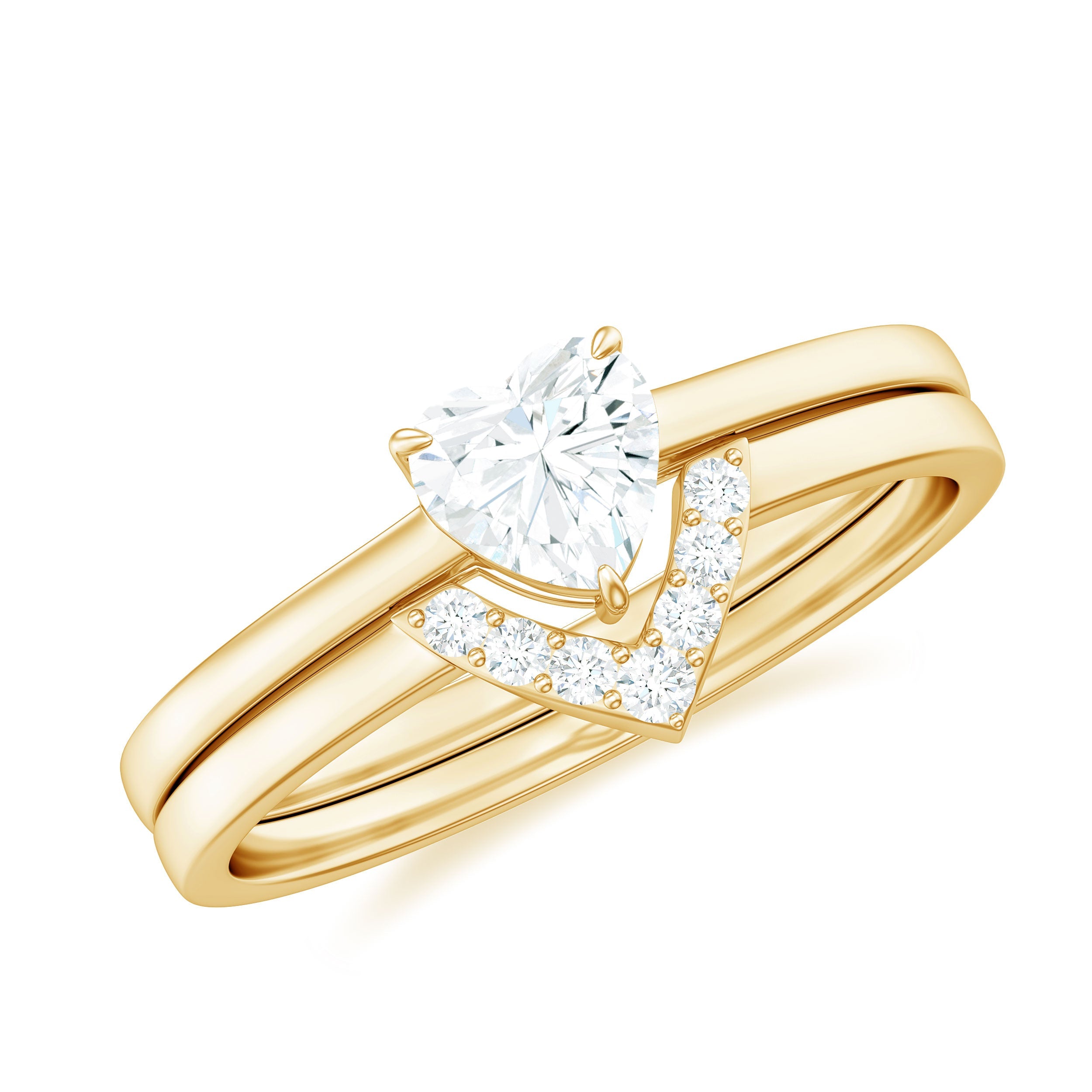 Heart Shaped Moissanite Solitaire Wedding Ring Set for Women | Rings | Wiccan Center