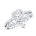 Certified Moissanite Heart Wedding Ring Set for Women