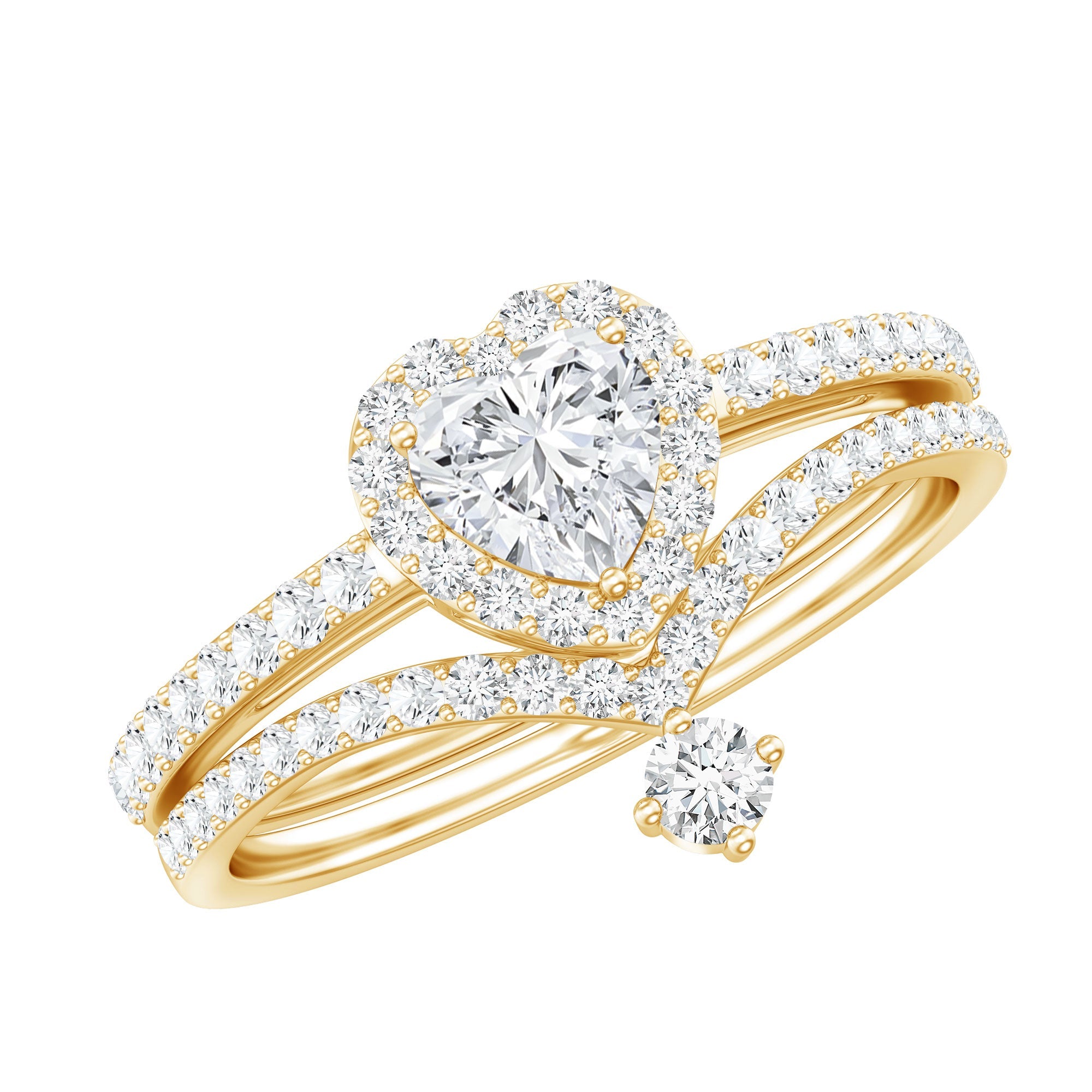 Certified Moissanite Heart Wedding Ring Set for Women | Rings | Wiccan Center