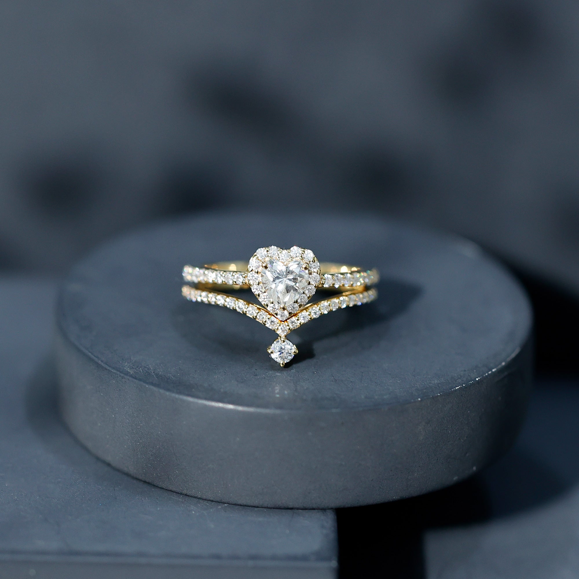 Certified Moissanite Heart Wedding Ring Set for Women