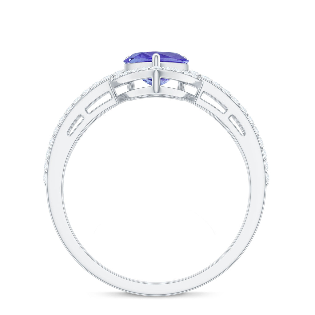 Heart Shape Tanzanite and Diamond Designer Engagement Ring