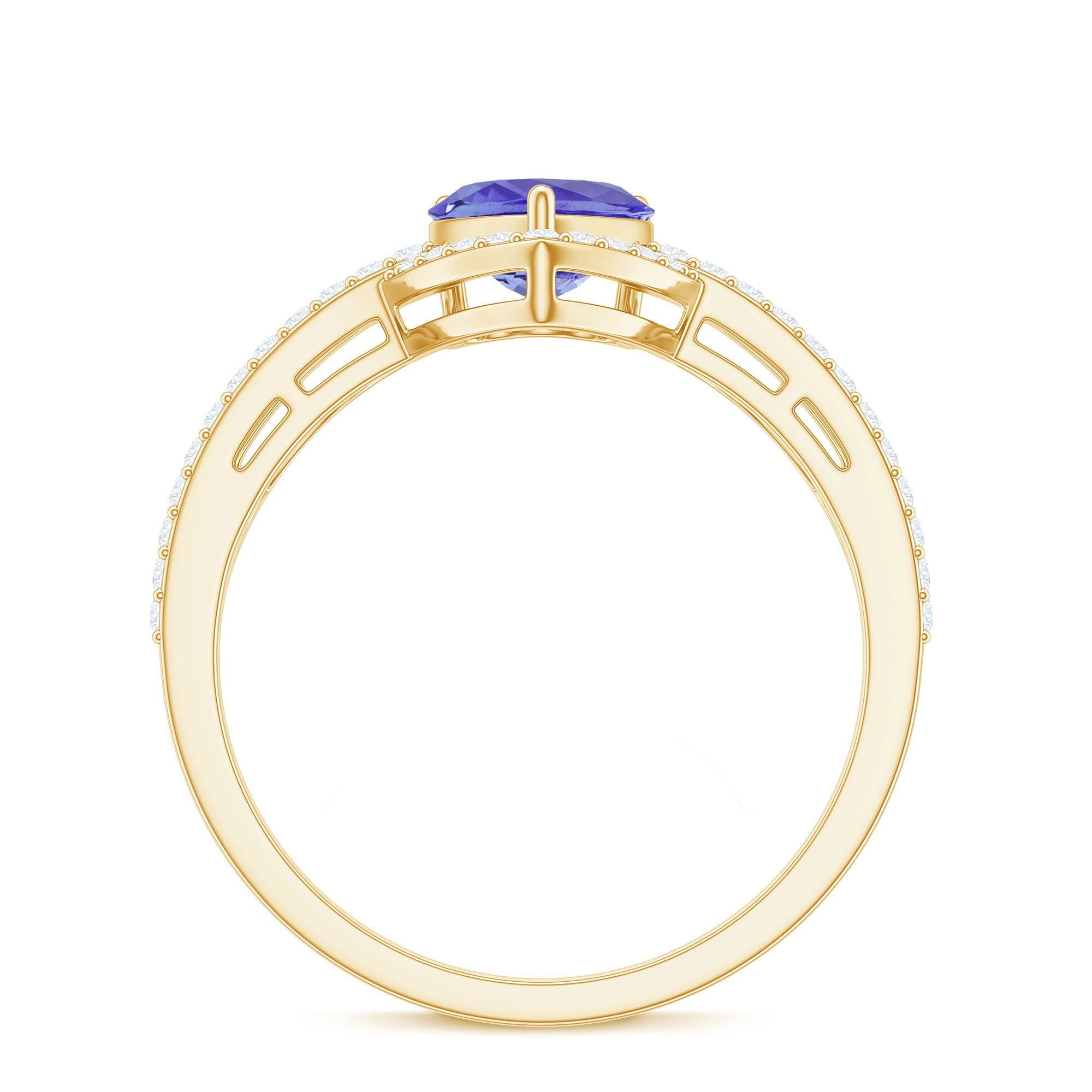 Heart Shape Tanzanite and Diamond Designer Engagement Ring