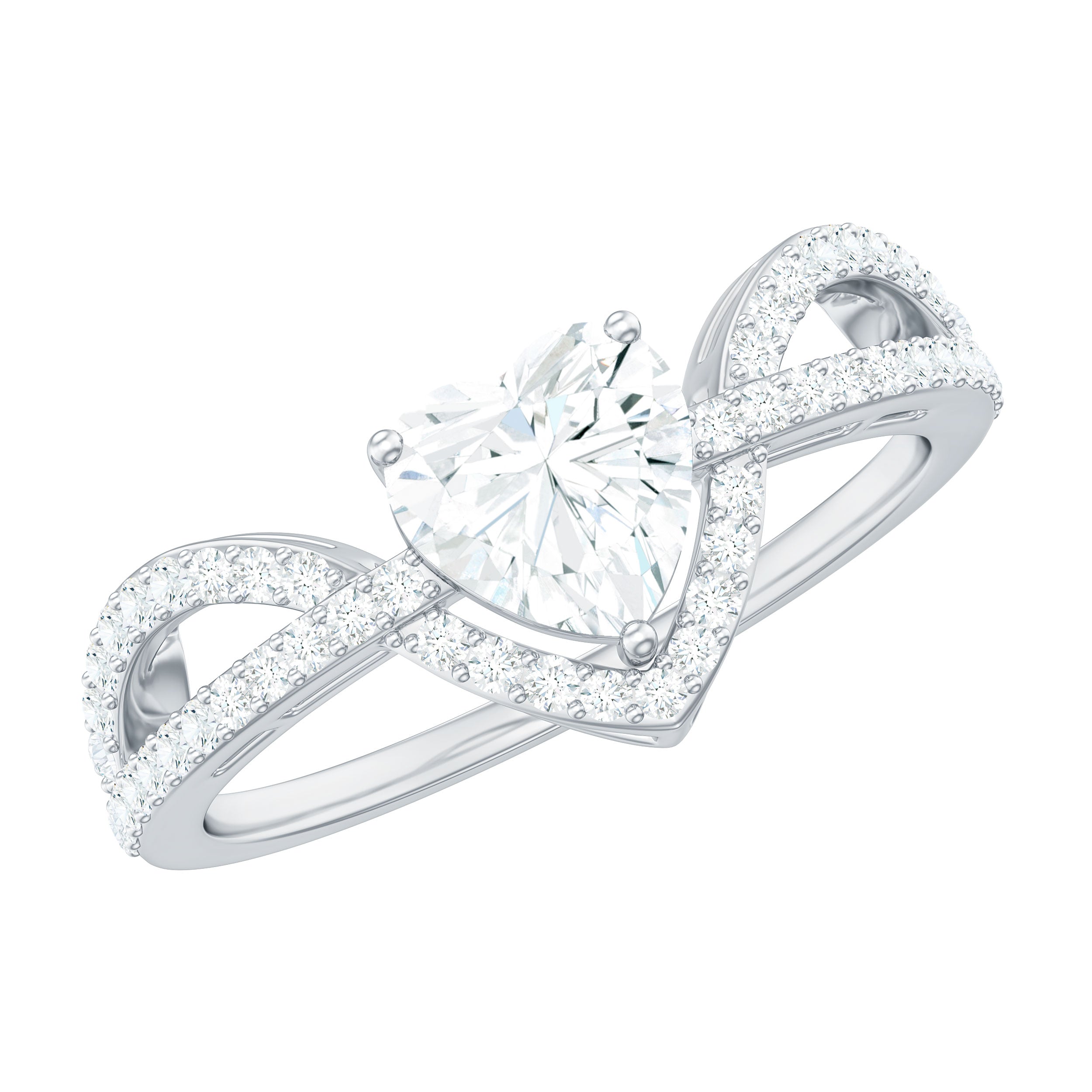 Heart Shaped Moissanite Designer Engagement Ring