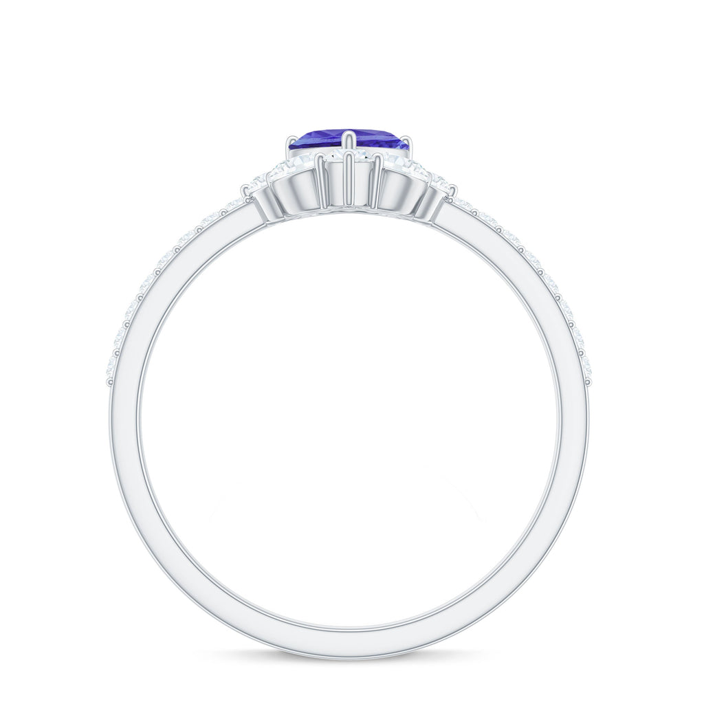 Natural Tanzanite Diamond Heart Promise Ring for Engagement