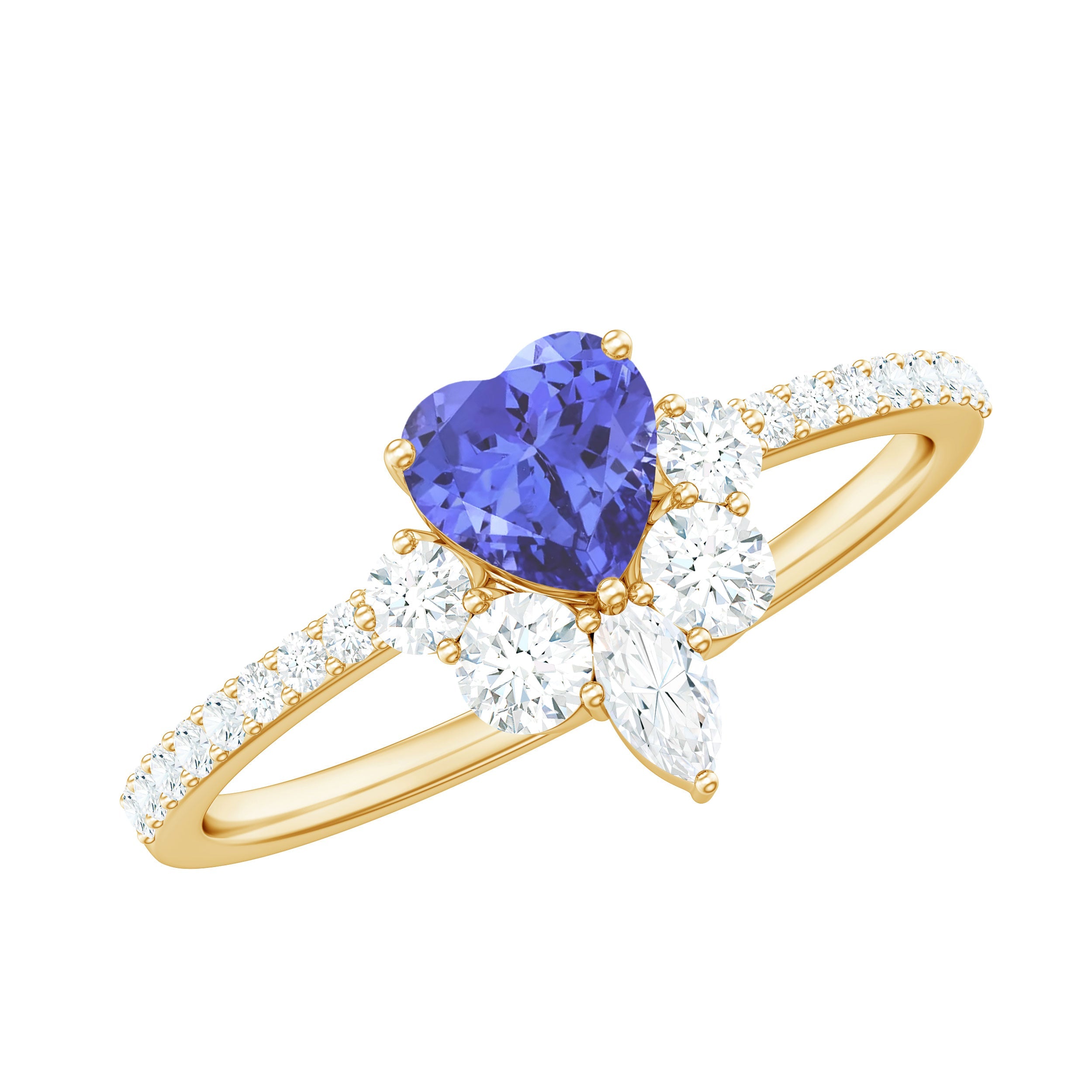 Natural Tanzanite Diamond Heart Promise Ring for Engagement | Rings | Wiccan Center