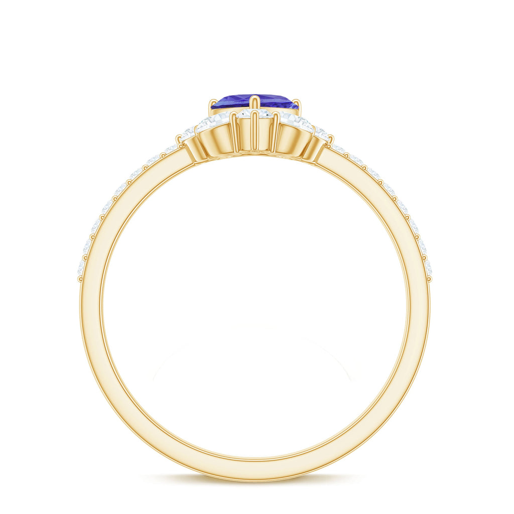 Natural Tanzanite Diamond Heart Promise Ring for Engagement