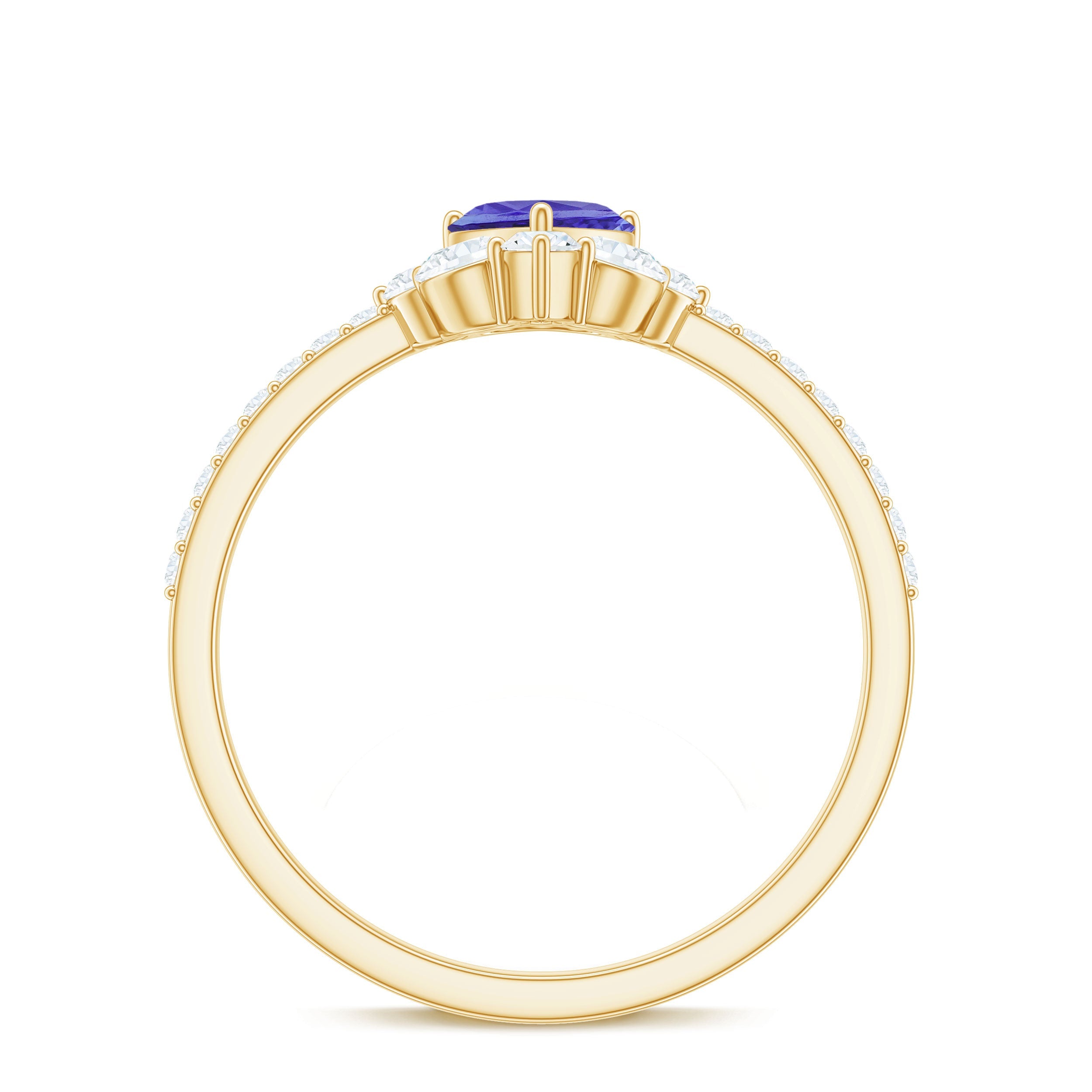 Natural Tanzanite Diamond Heart Promise Ring for Engagement