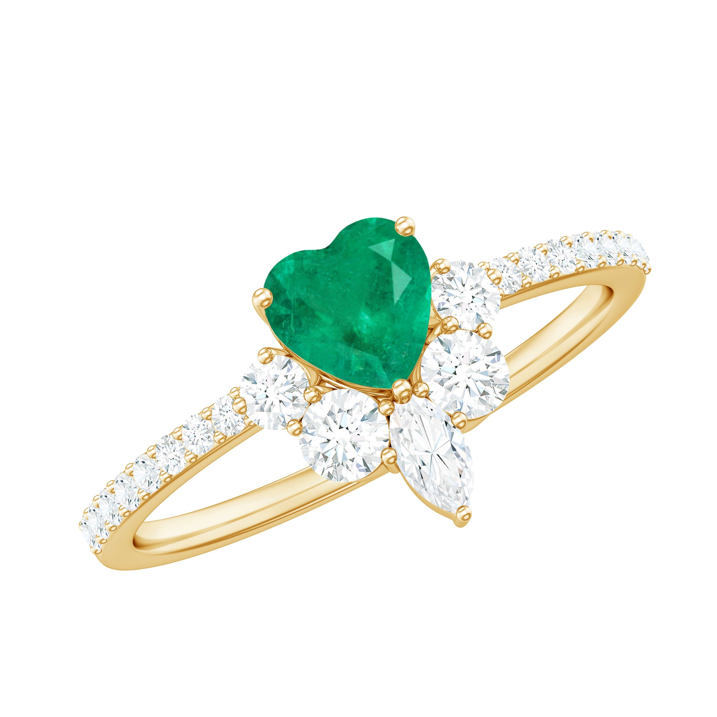 Natural Emerald Heart Promise Ring with Diamond | Rings | Wiccan Center