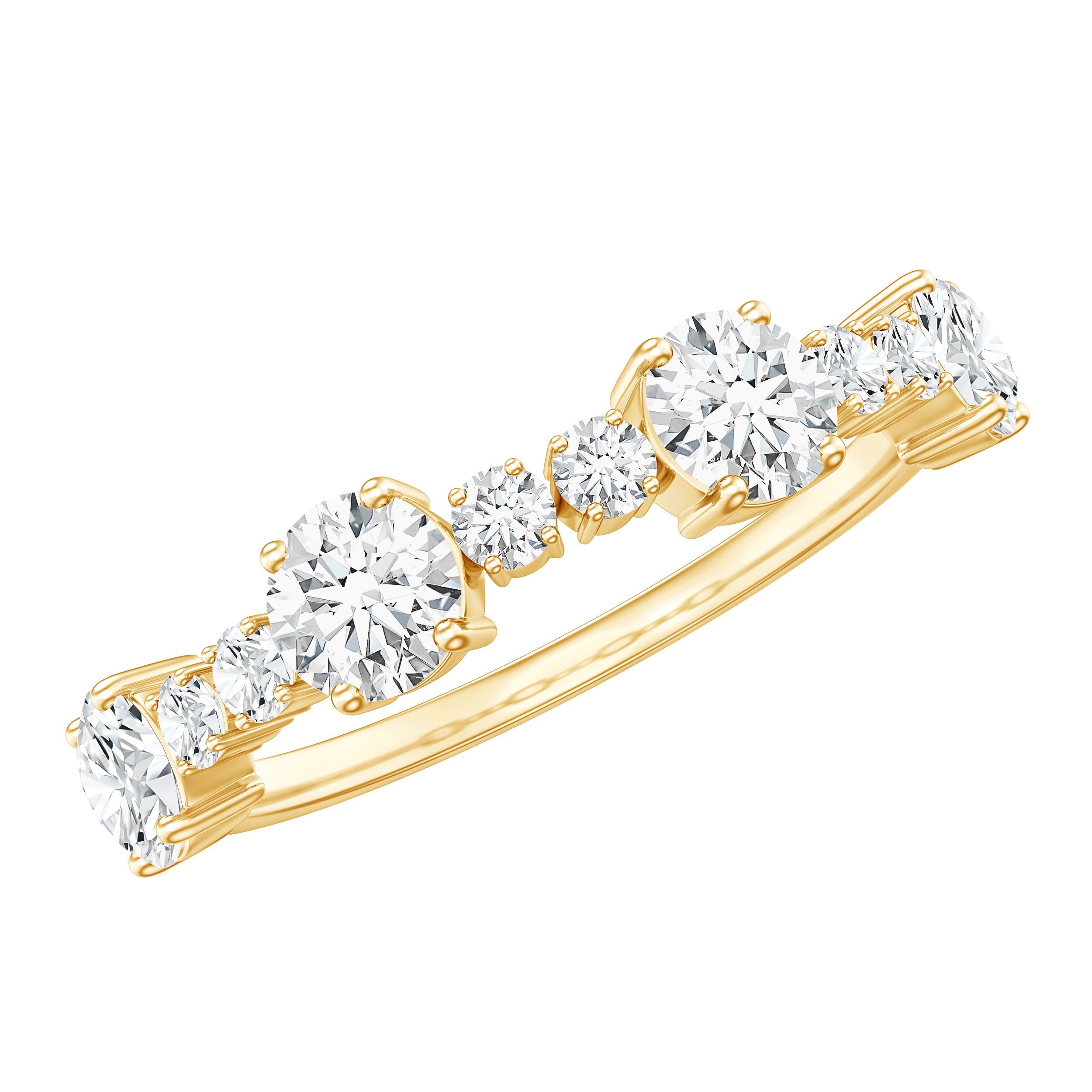Round Moissanite Half Eternity Wedding Band | Rings | Wiccan Center