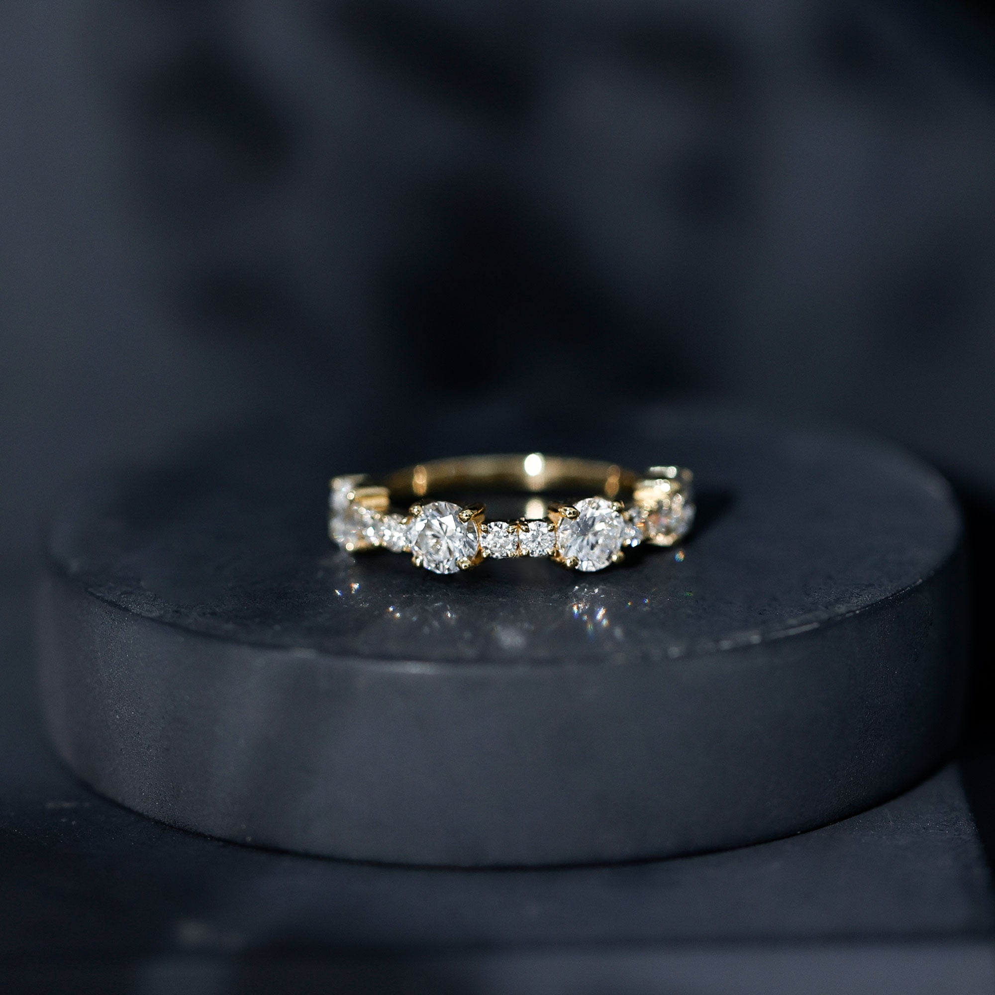 Round Moissanite Half Eternity Wedding Band
