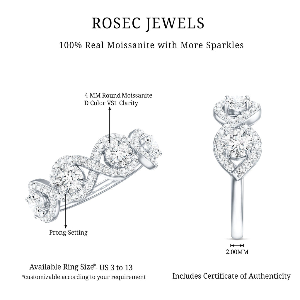 Round Moissanite Infinity Wedding Band Ring