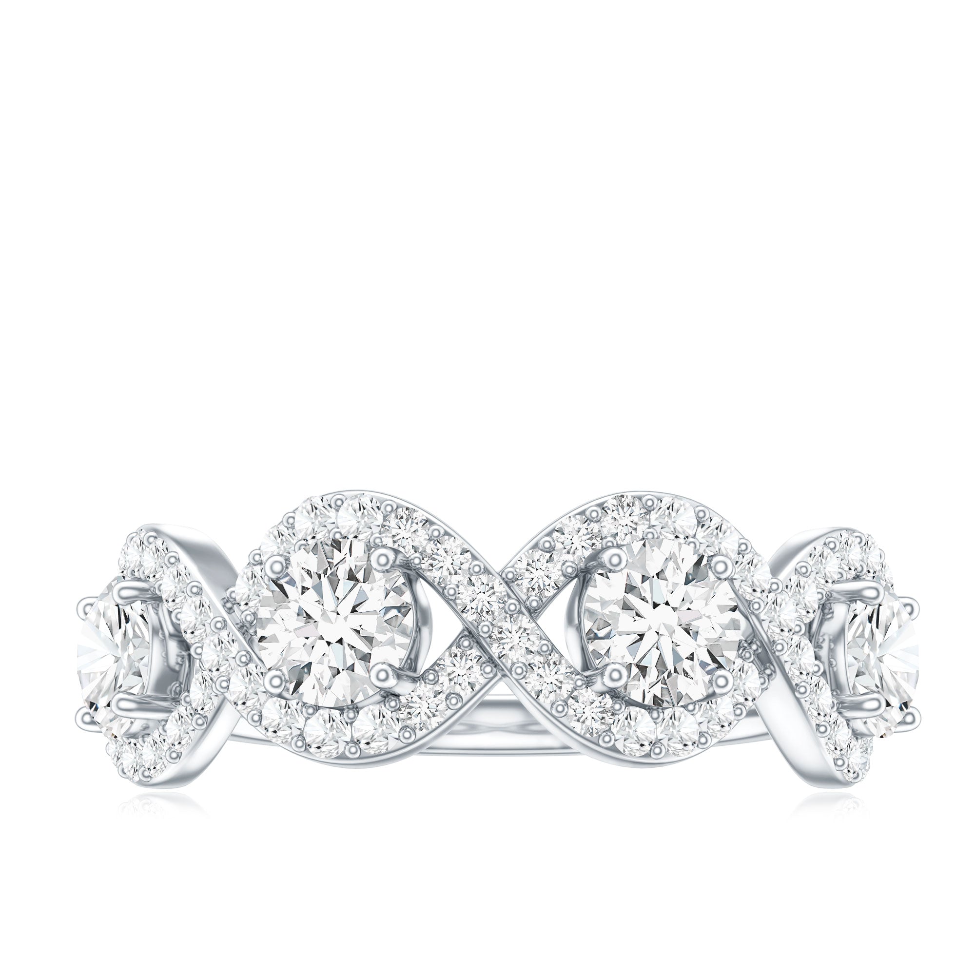 Round Moissanite Infinity Wedding Band Ring