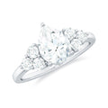Certified 1.3 Carat Moissanite Pear Engagement Ring with Trio