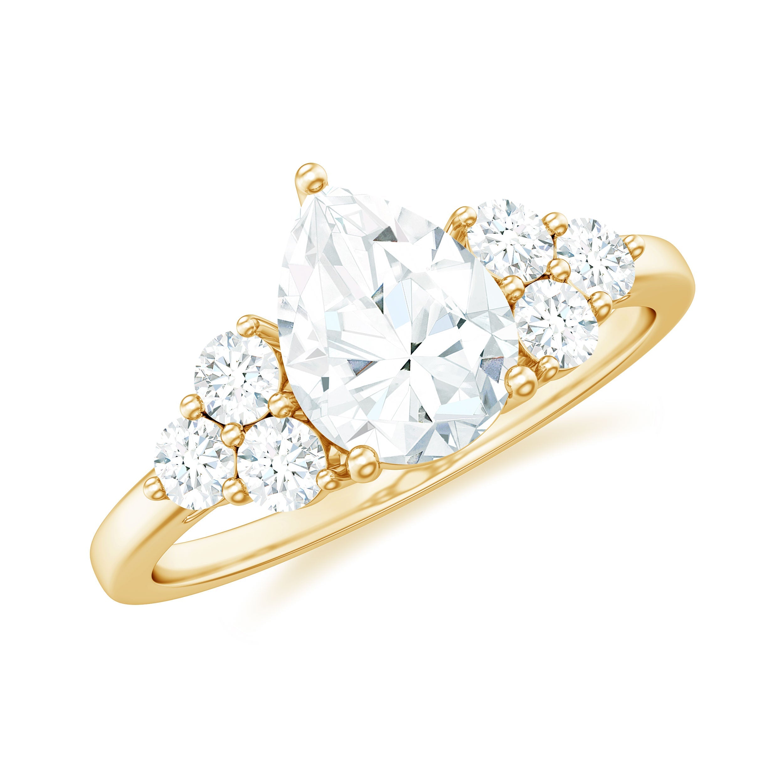 Certified 1.3 Carat Moissanite Pear Engagement Ring with Trio | Rings | Wiccan Center