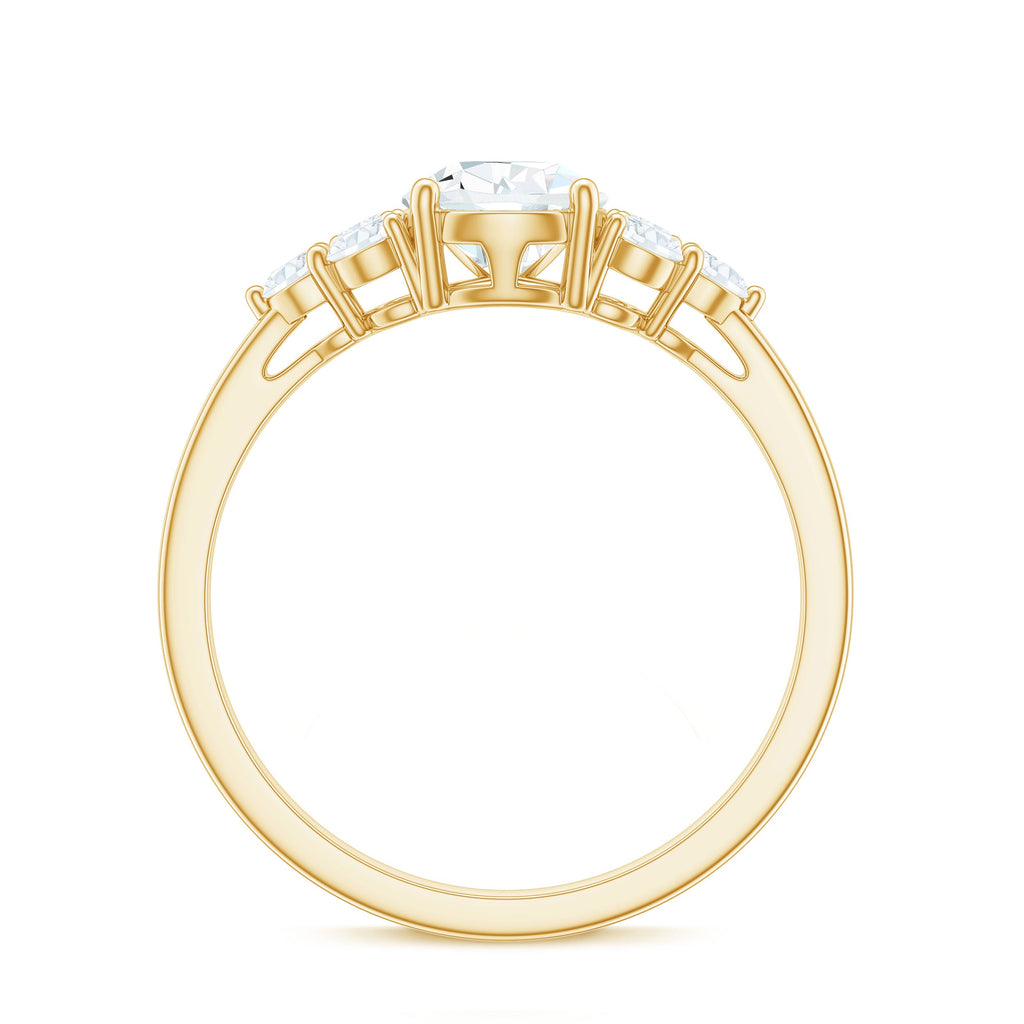 Certified 1.3 Carat Moissanite Pear Engagement Ring with Trio