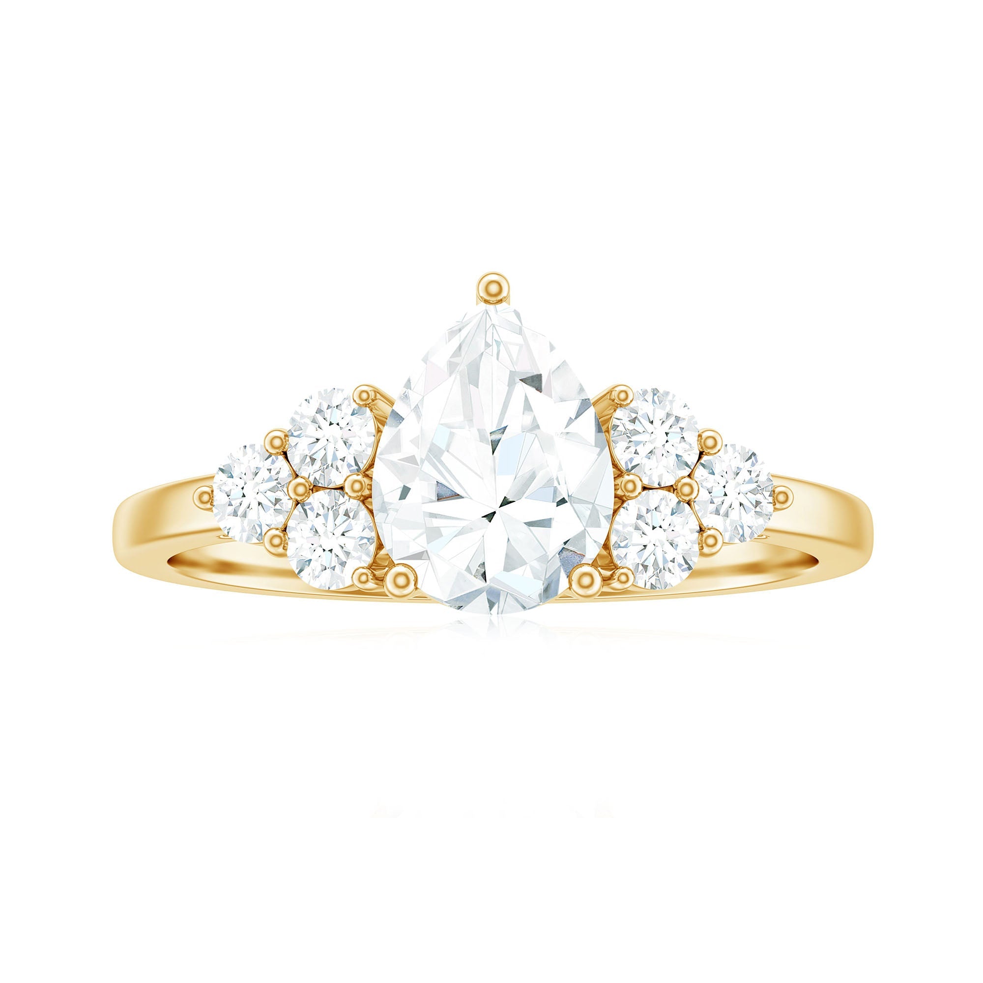 Certified 1.3 Carat Moissanite Pear Engagement Ring with Trio
