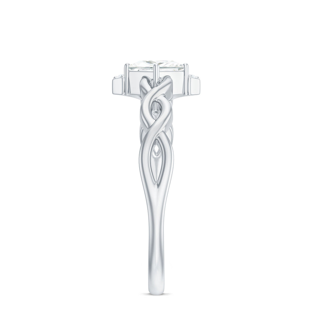Princess Cut Moissanite Infinity Promise Ring with Half Halo