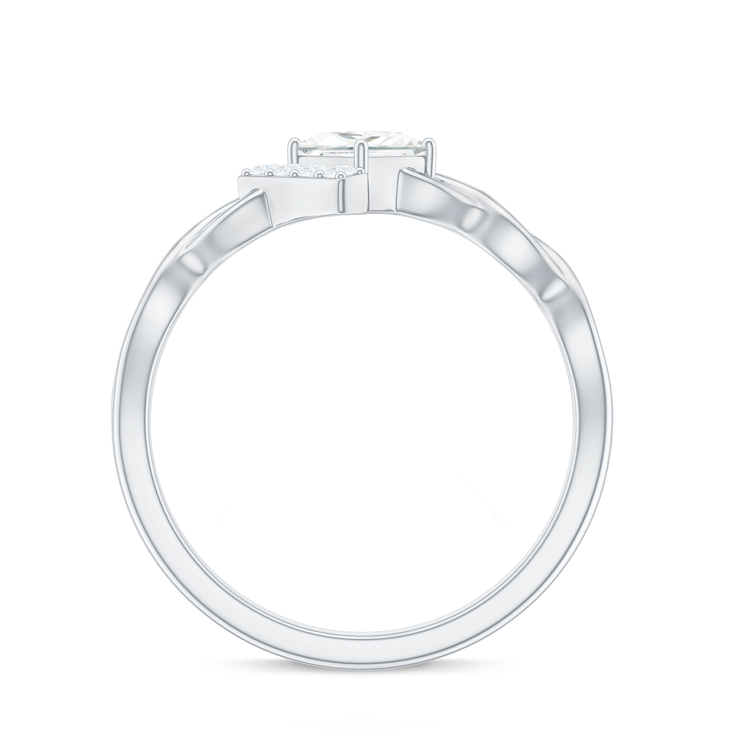 Princess Cut Moissanite Infinity Promise Ring with Half Halo