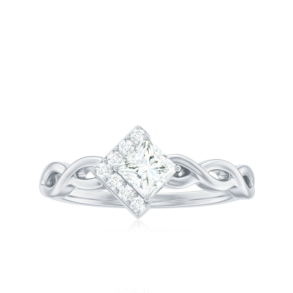 Princess Cut Moissanite Infinity Promise Ring with Half Halo