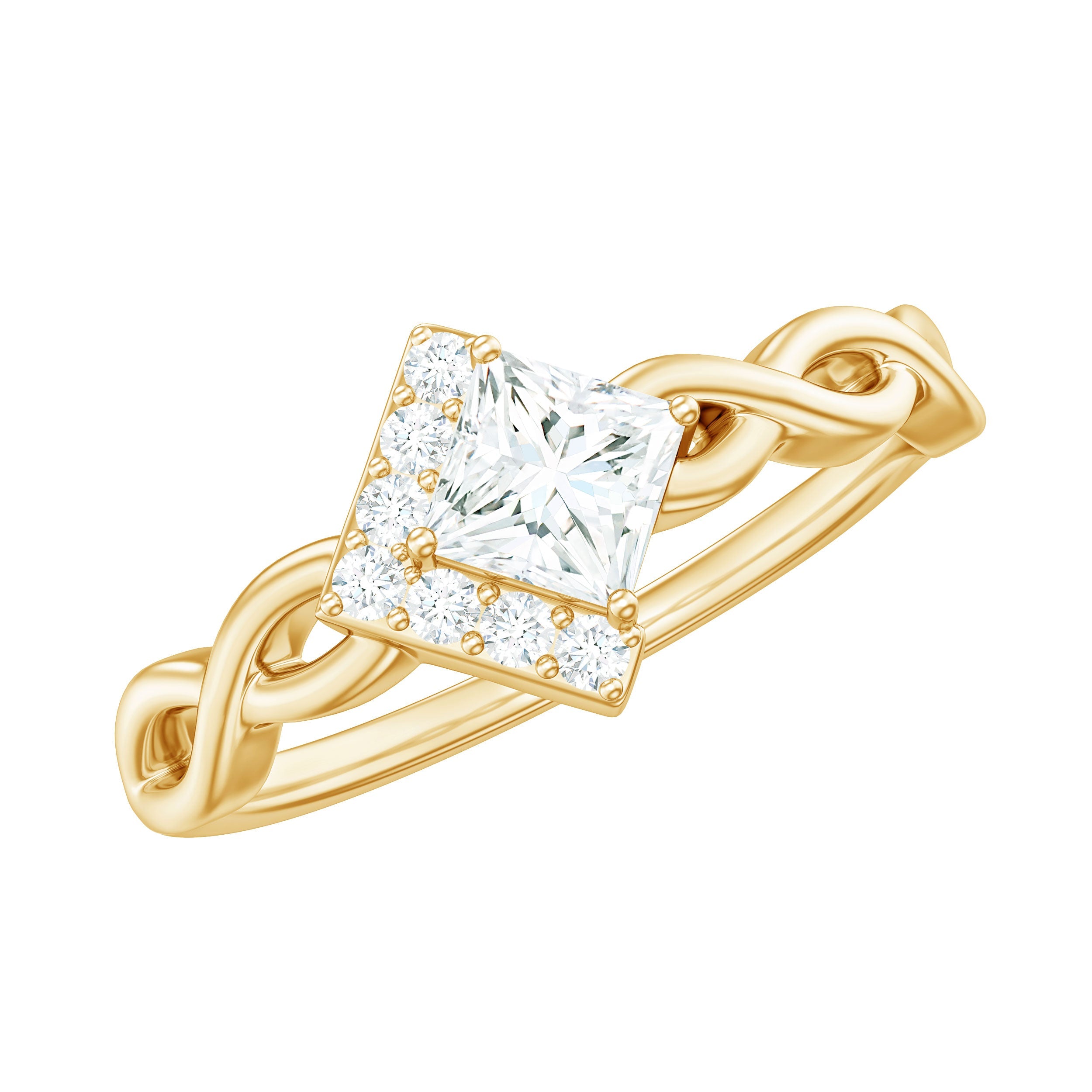 Princess Cut Moissanite Infinity Promise Ring with Half Halo | Rings | Wiccan Center