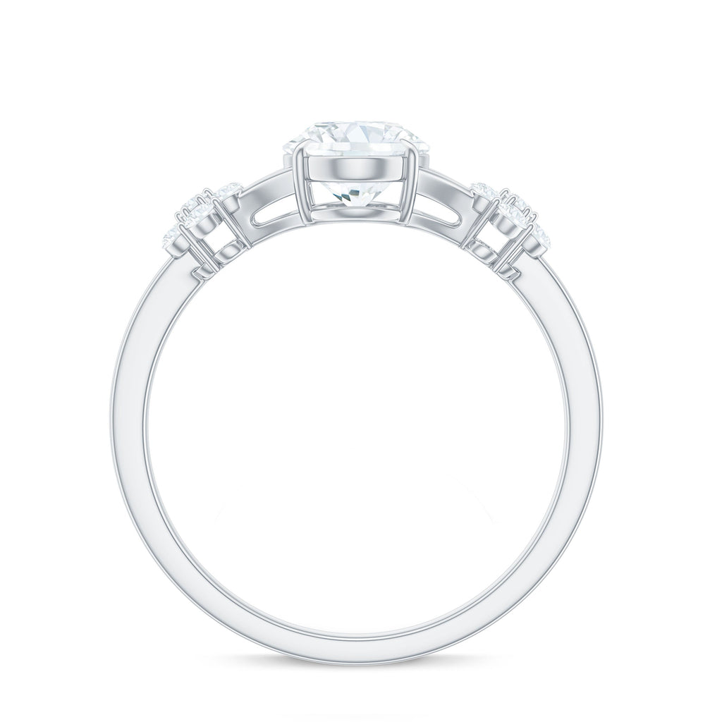 Oval Cut Moissanite Flower Engagement Ring in Split Shank