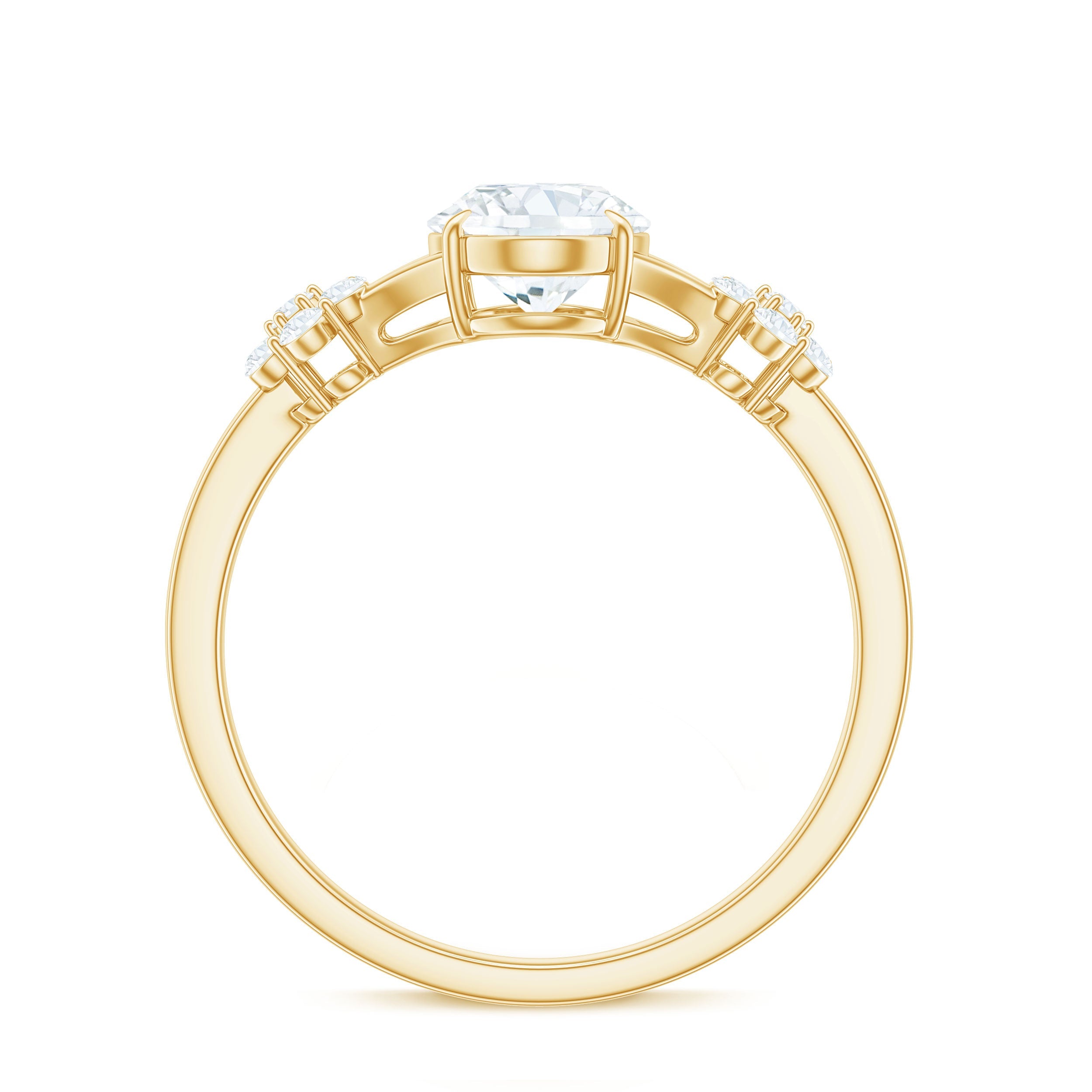 Oval Cut Moissanite Flower Engagement Ring in Split Shank
