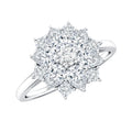 Womens Moissanite Flower Engagement Ring with Certificate