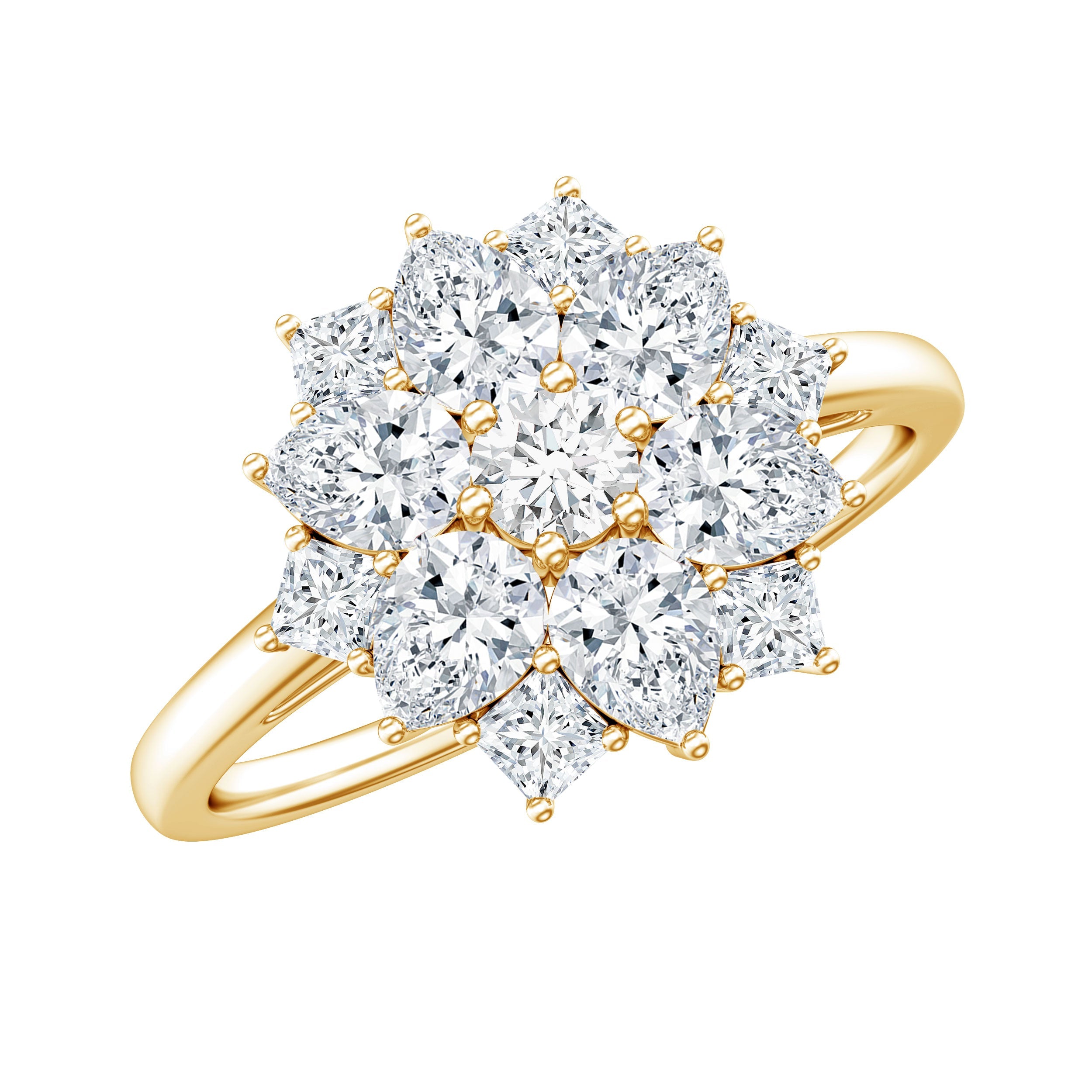 Womens Moissanite Flower Engagement Ring with Certificate | Rings | Wiccan Center