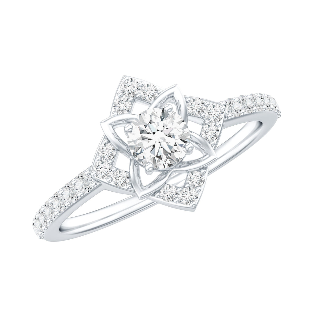 Certified Moissanite Floral Engagement Ring For Her