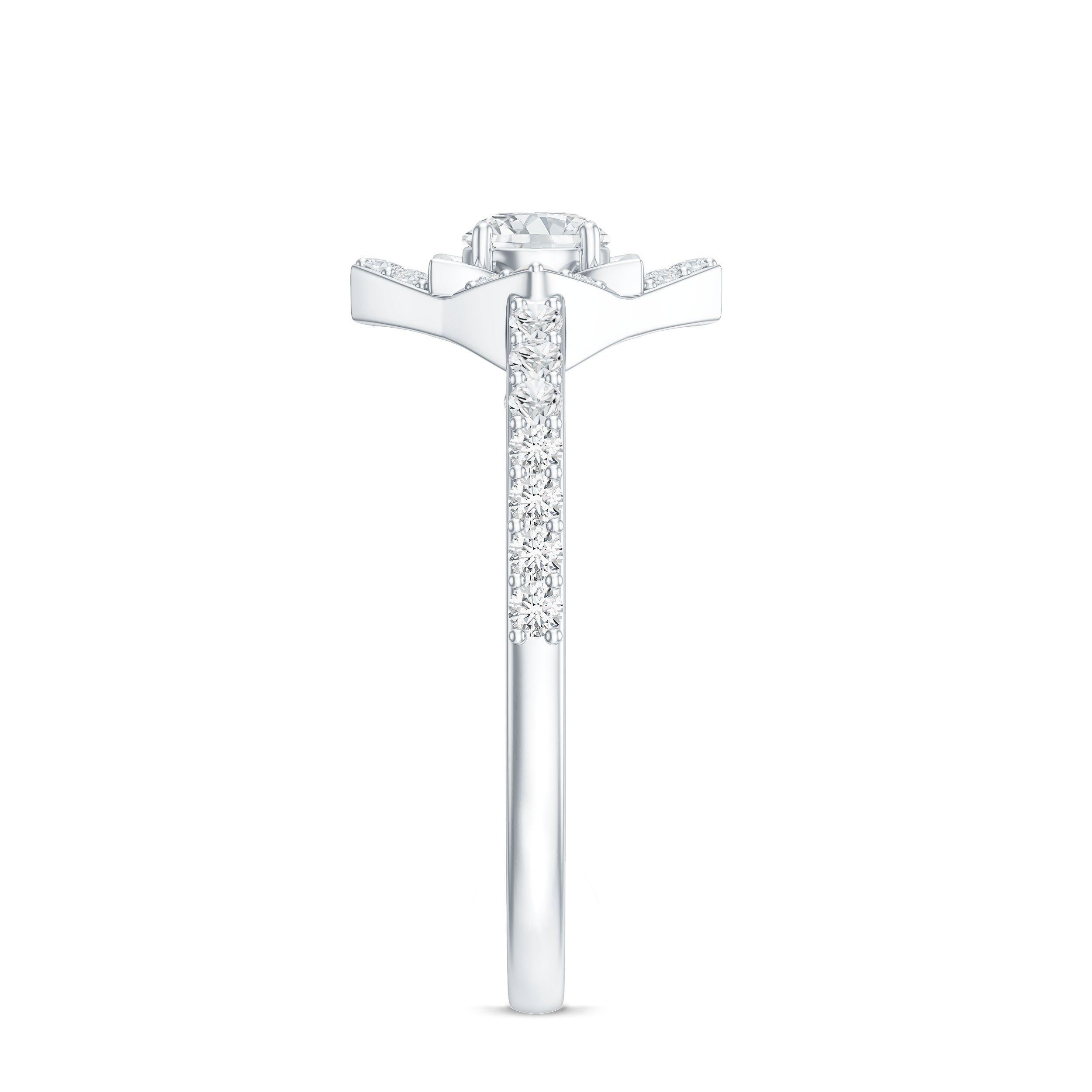 Certified Moissanite Floral Engagement Ring For Her