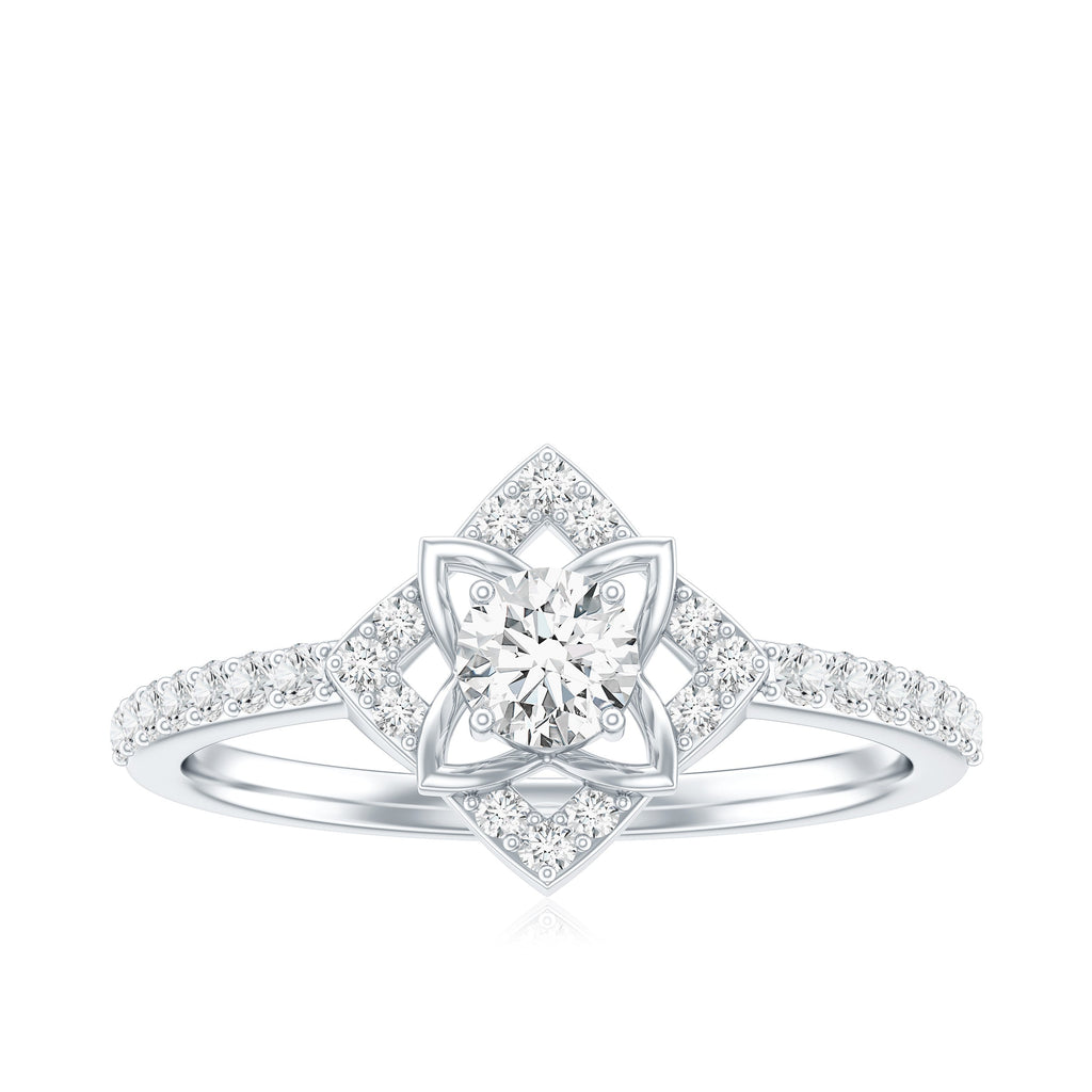 Certified Moissanite Floral Engagement Ring For Her