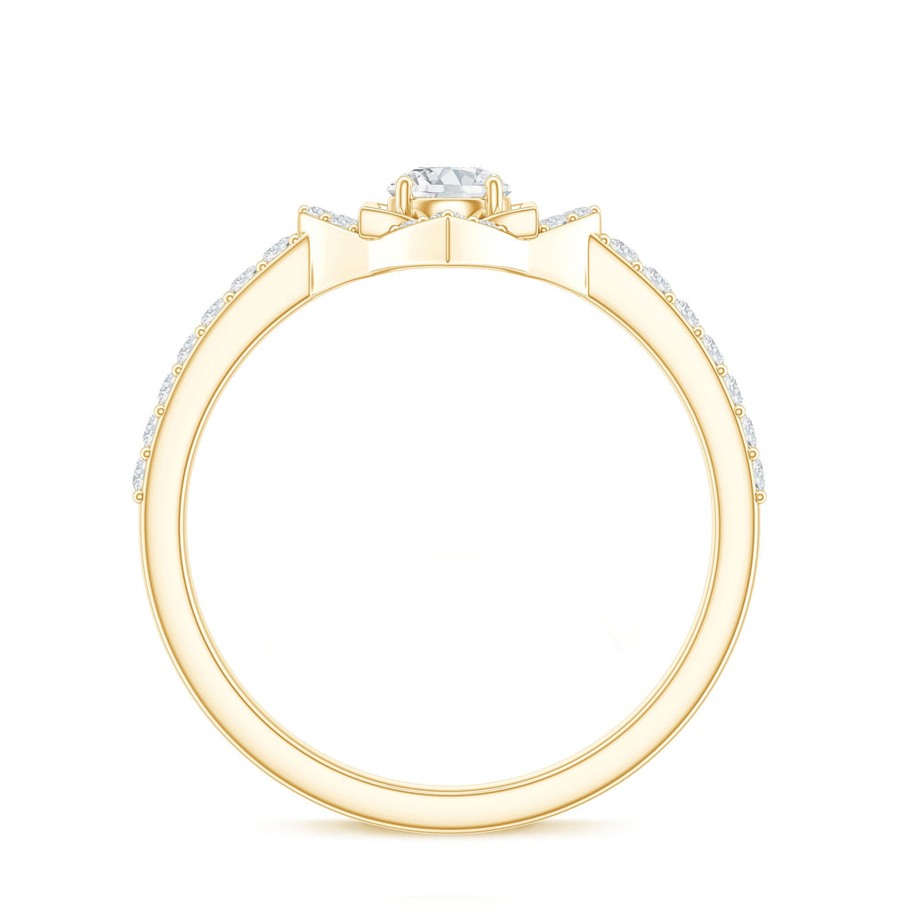 Certified Moissanite Floral Engagement Ring For Her