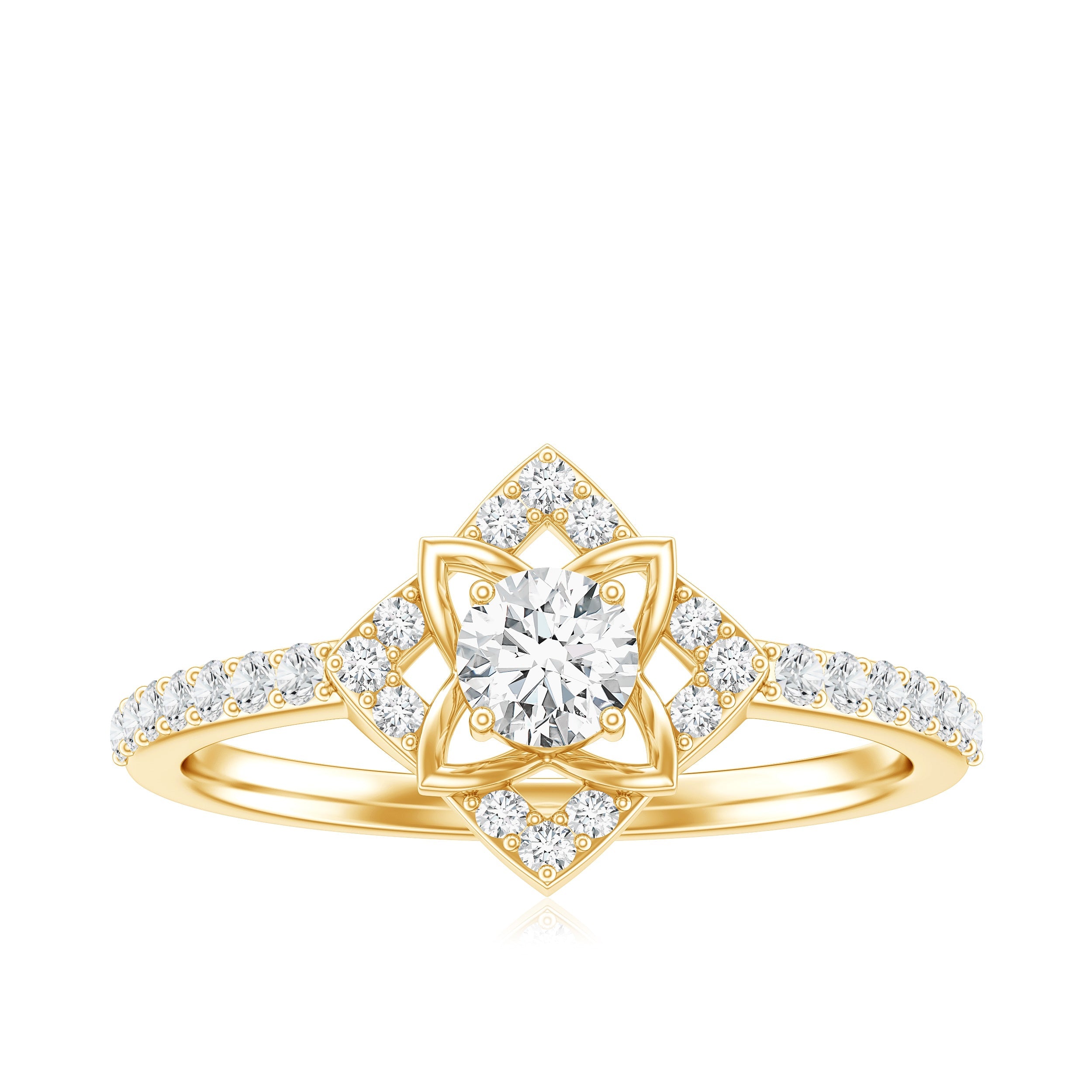 Certified Moissanite Floral Engagement Ring For Her
