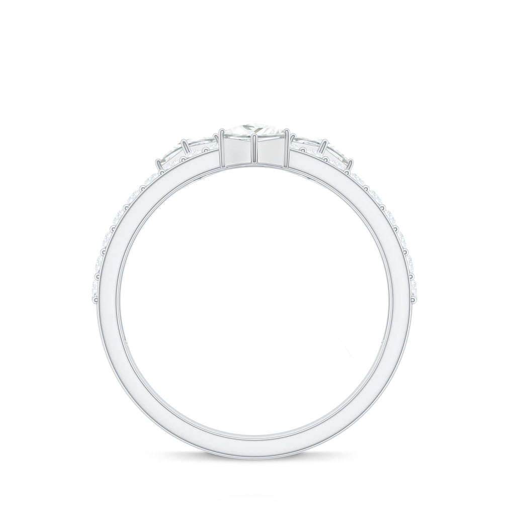 Princess and Round Cut Moissanite Designer Wedding Band