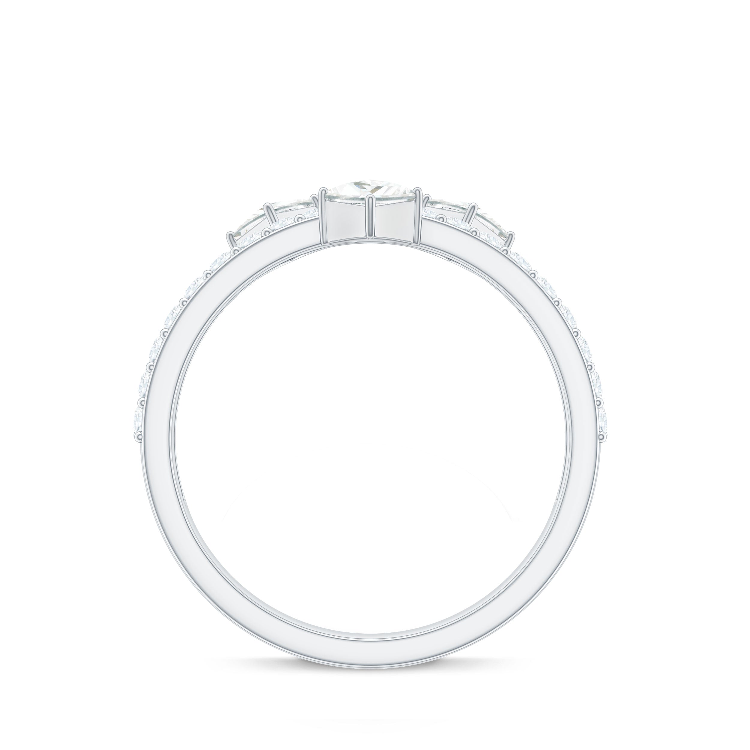 Princess and Round Cut Moissanite Designer Wedding Band
