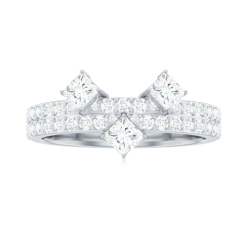 Princess and Round Cut Moissanite Designer Wedding Band