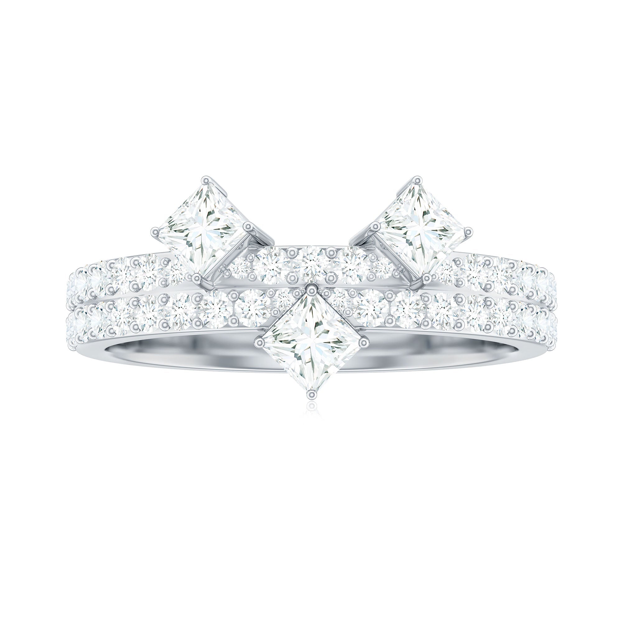 Princess and Round Cut Moissanite Designer Wedding Band