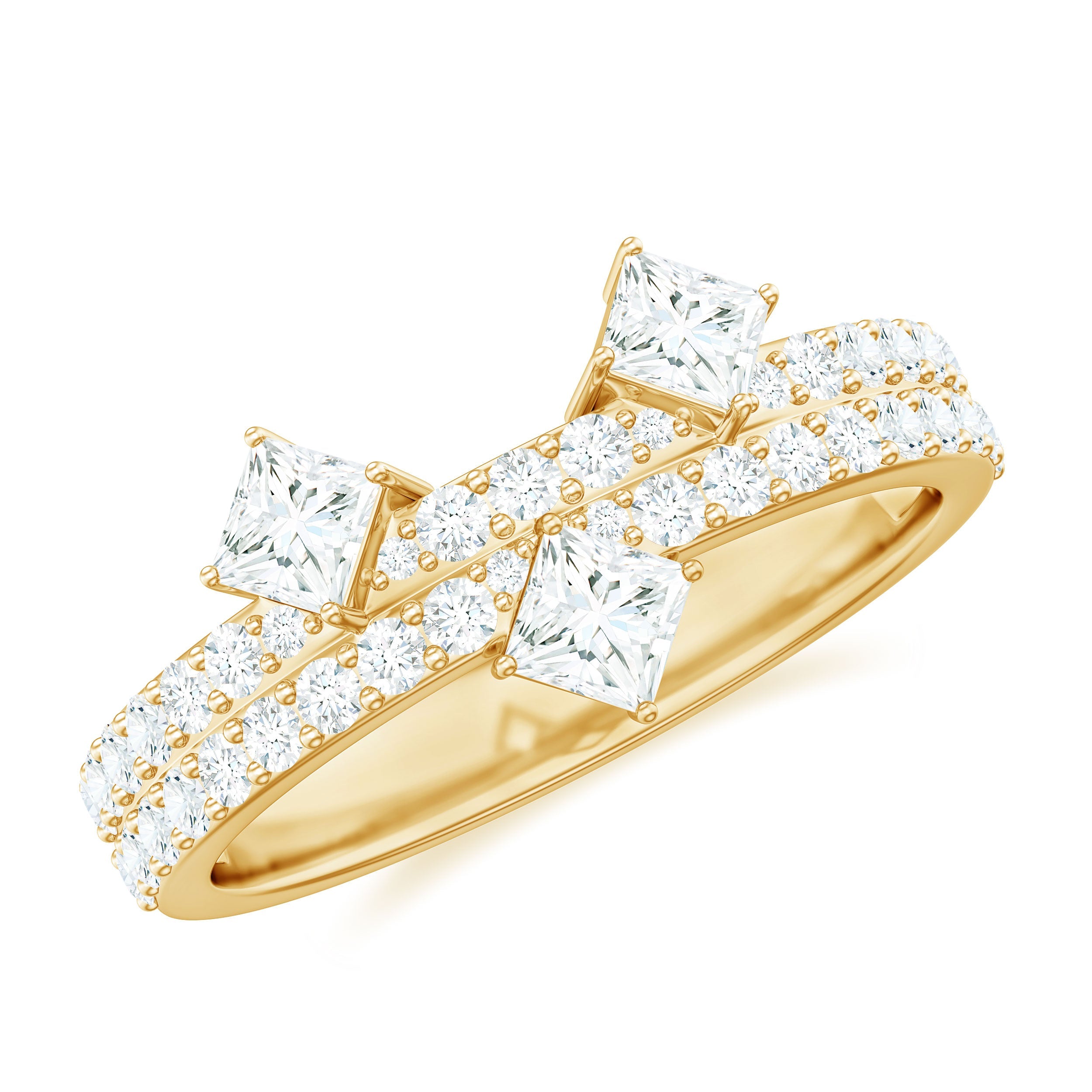Princess and Round Cut Moissanite Designer Wedding Band | Rings | Wiccan Center
