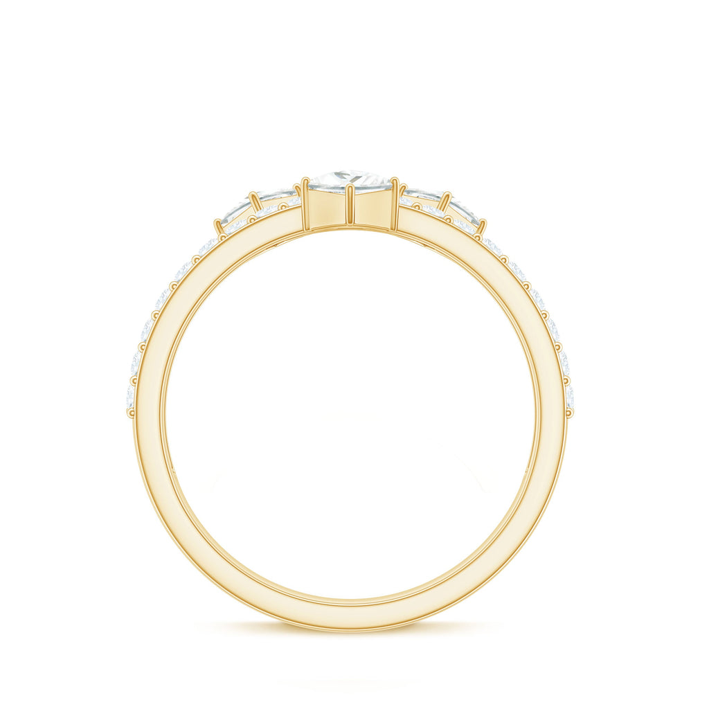 Princess and Round Cut Moissanite Designer Wedding Band